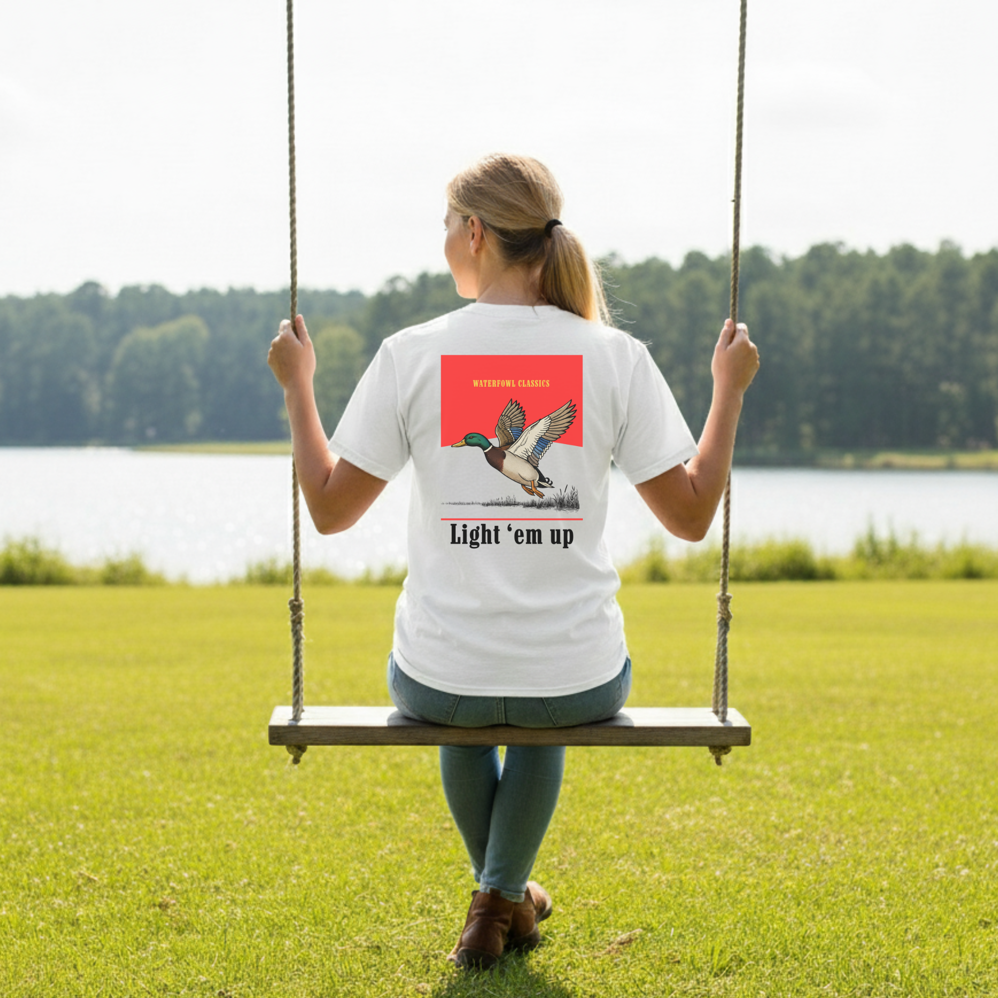 Duck Hunting T-Shirt — "Light 'Em Up" Waterfowl Hunting Tee product thumbnail image Duck Hunting T-Shirt — "Light 'Em Up" Waterfowl Hunting Tee product thumbnail image