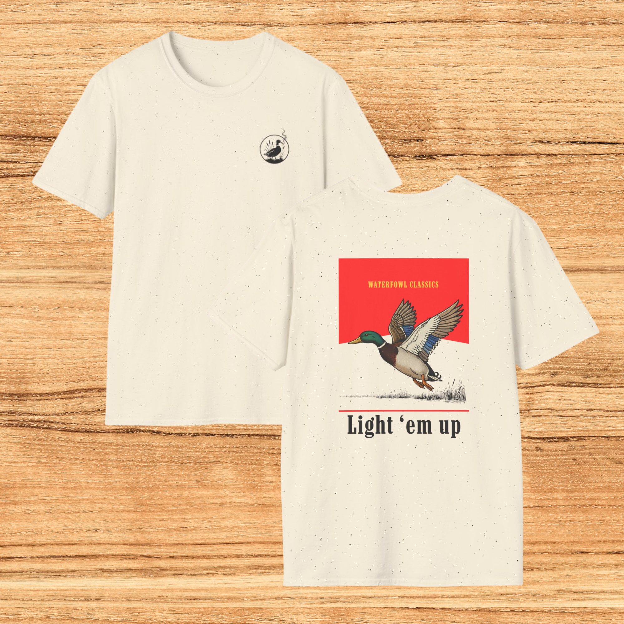 Duck Hunting T-Shirt — "Light 'Em Up" Waterfowl Hunting Tee product thumbnail image Duck Hunting T-Shirt — "Light 'Em Up" Waterfowl Hunting Tee product thumbnail image