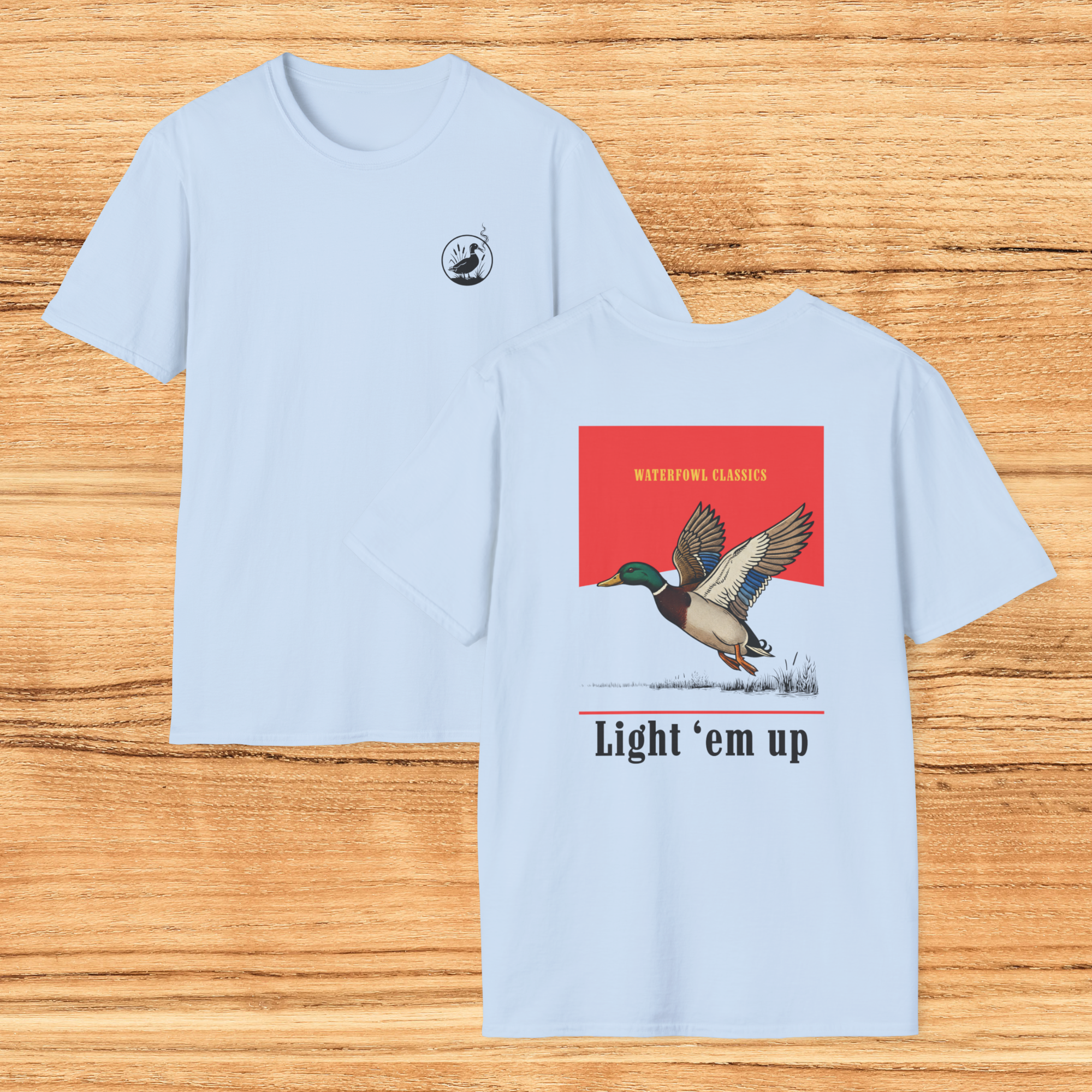 Duck Hunting T-Shirt — "Light 'Em Up" Waterfowl Hunting Tee product thumbnail image Duck Hunting T-Shirt — "Light 'Em Up" Waterfowl Hunting Tee product thumbnail image