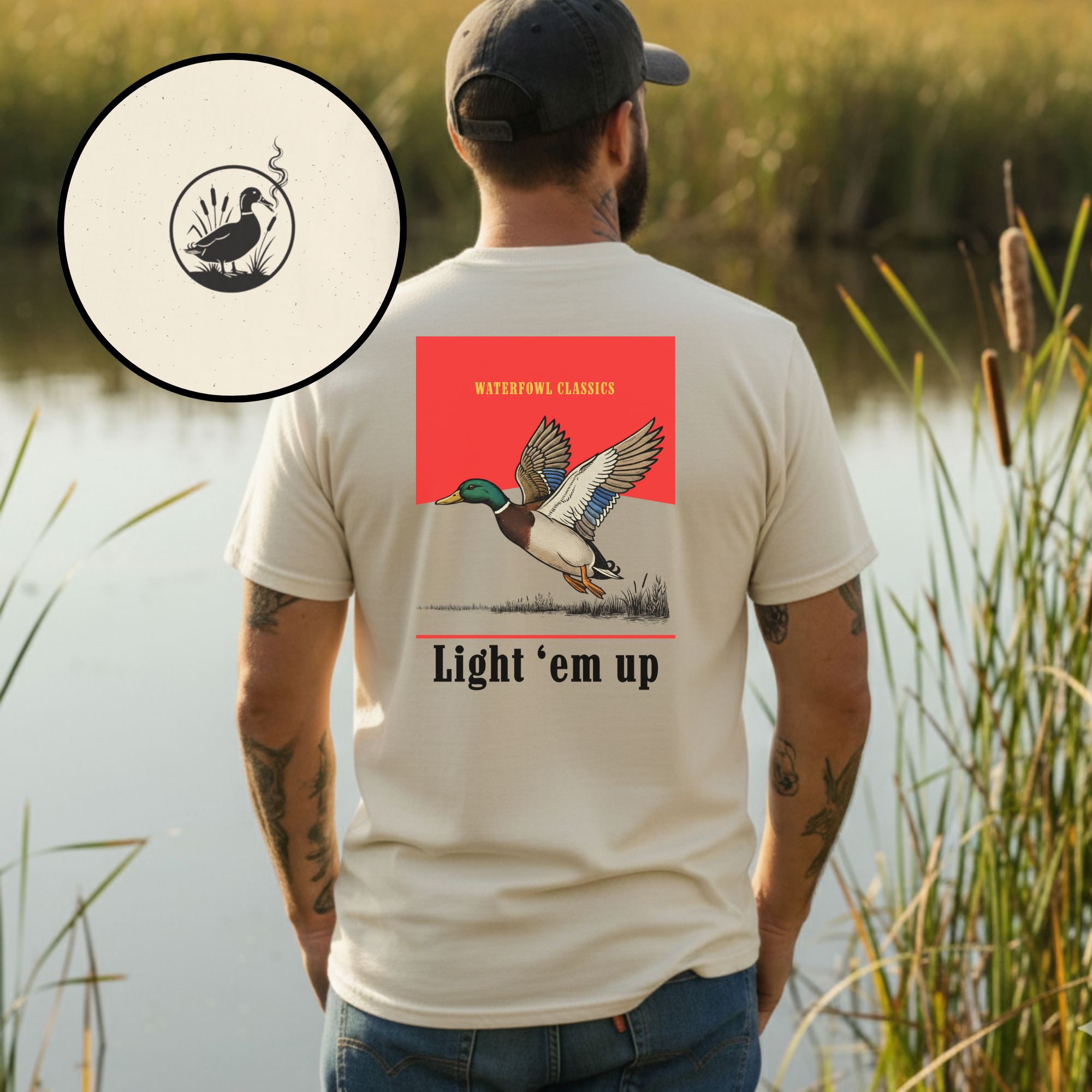 Duck Hunting T-Shirt — "Light 'Em Up" Waterfowl Hunting Tee product thumbnail image Duck Hunting T-Shirt — "Light 'Em Up" Waterfowl Hunting Tee product thumbnail image