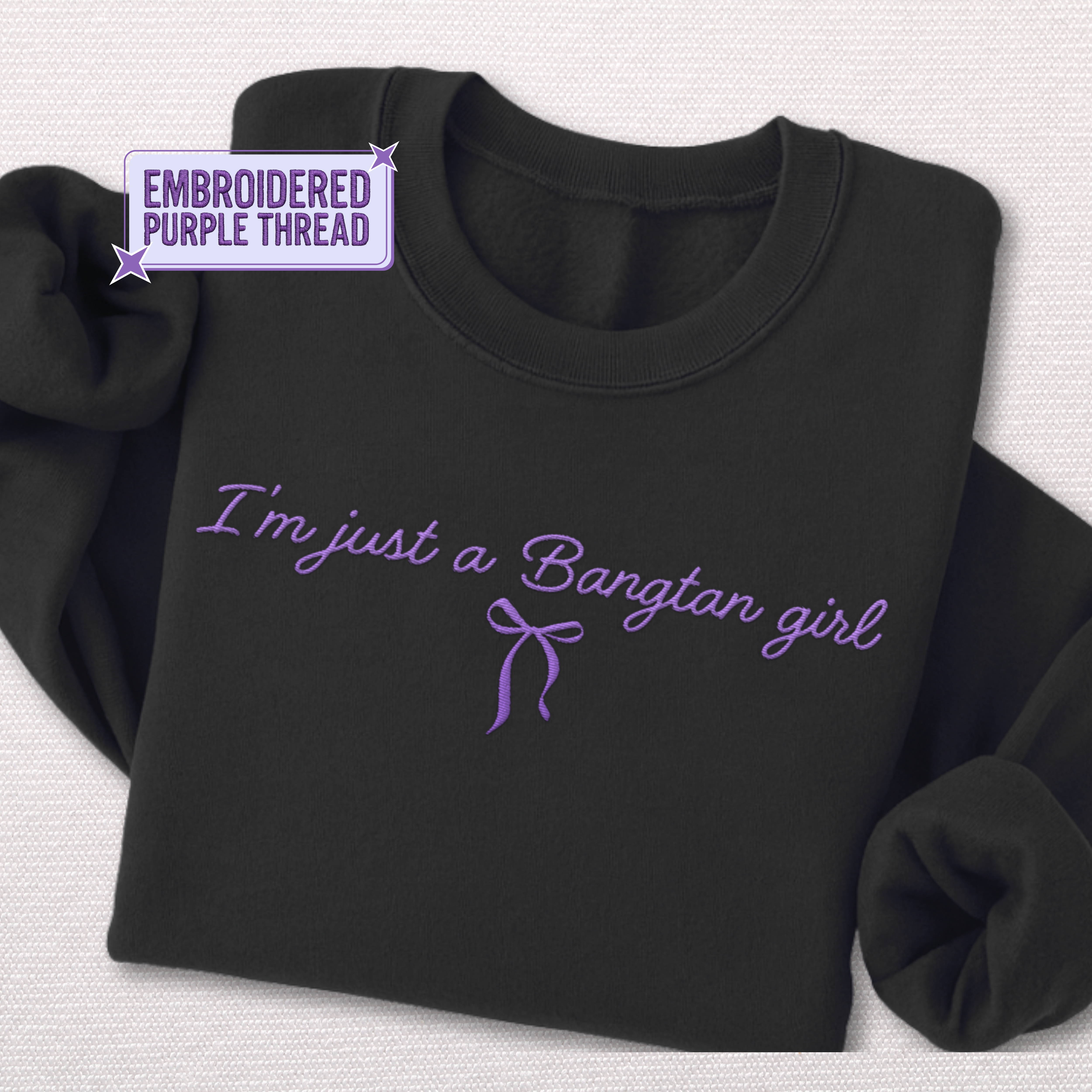 EMBROIDERED PURPLE THREAD Bangtan Girl Unisex Sweatshirt EMBROIDERED PURPLE THREAD Bangtan Girl Unisex Sweatshirt