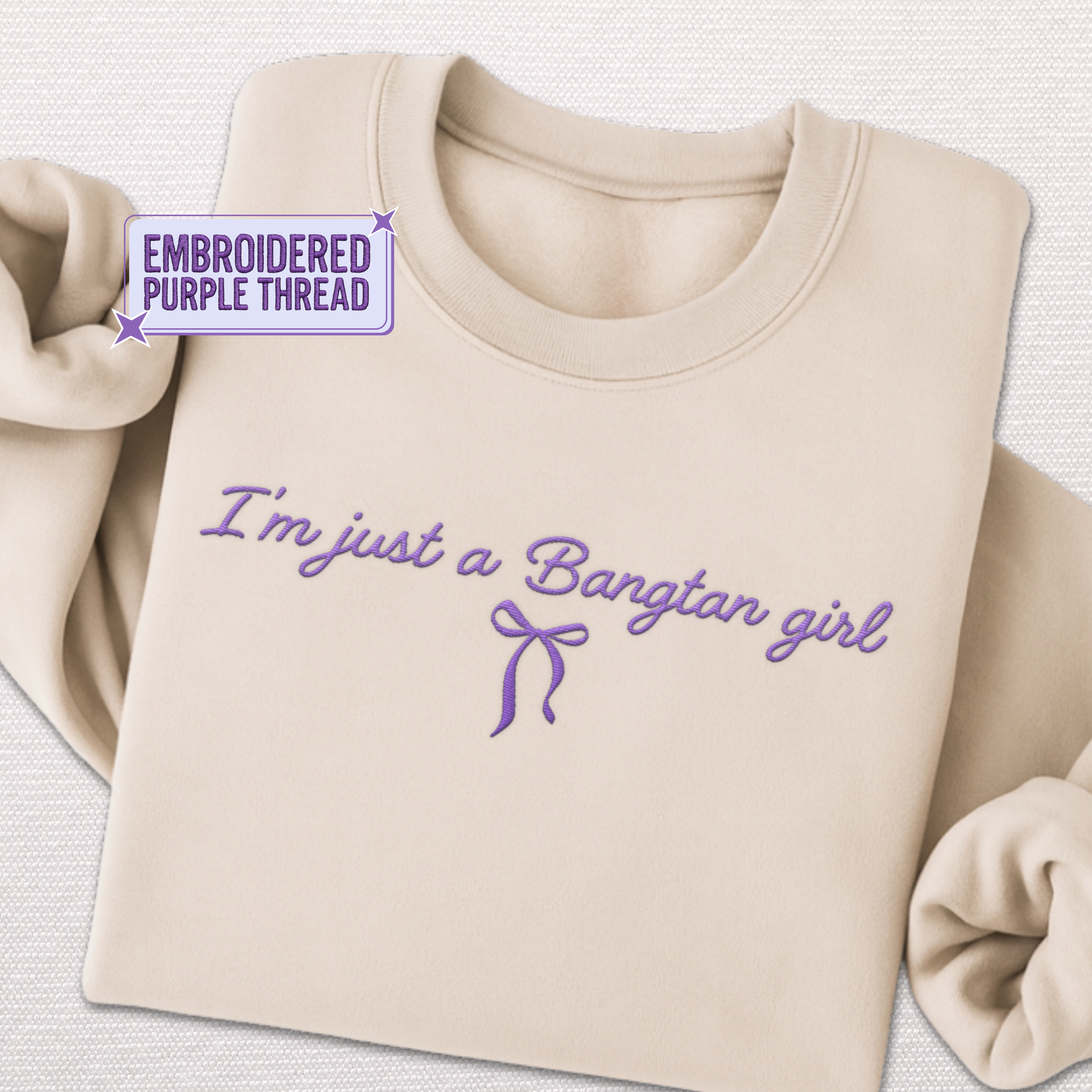 EMBROIDERED PURPLE THREAD Bangtan Girl Unisex Sweatshirt product thumbnail image EMBROIDERED PURPLE THREAD Bangtan Girl Unisex Sweatshirt product thumbnail image