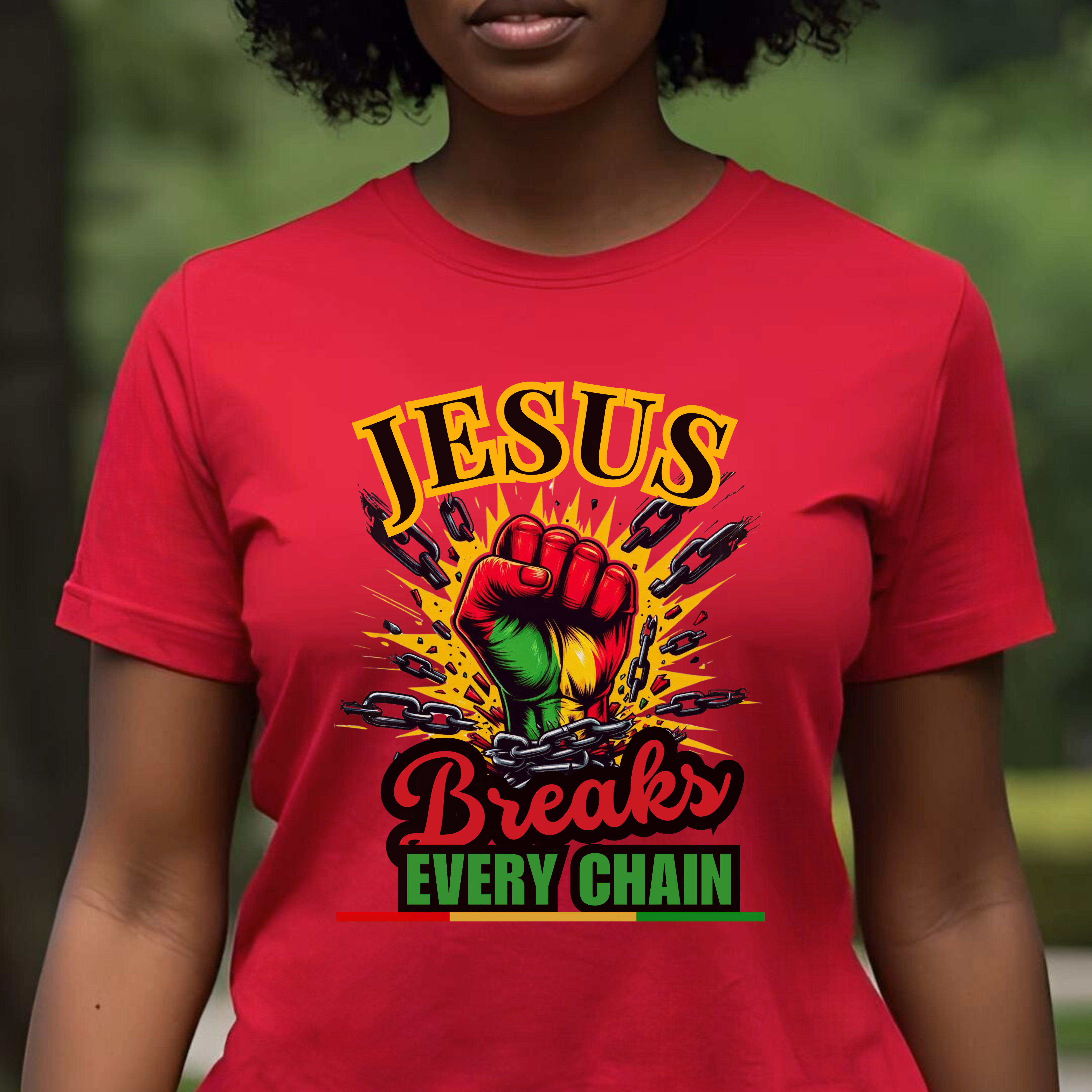 "Jesus Breaks Every Chain" Christian Women's T-Shirt – Faith-Based Christian Women's Cotton Short Sleeve T-Shirt
