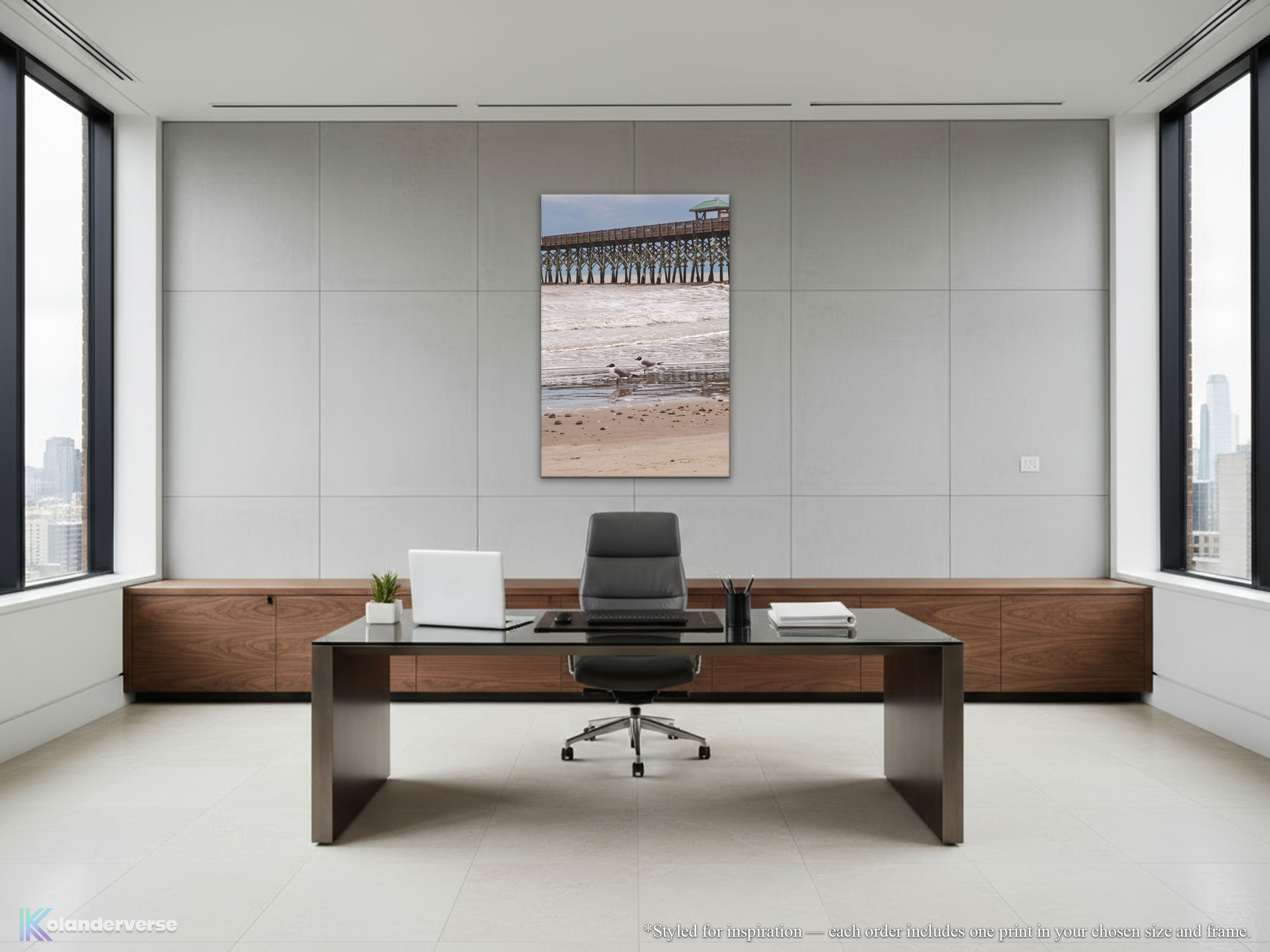 Seagulls on Shore Next to Folly Beach Ocean Pier - Canvas Print - South Carolina Coastal Birds Photography Art, Home Décor #8 product thumbnail image