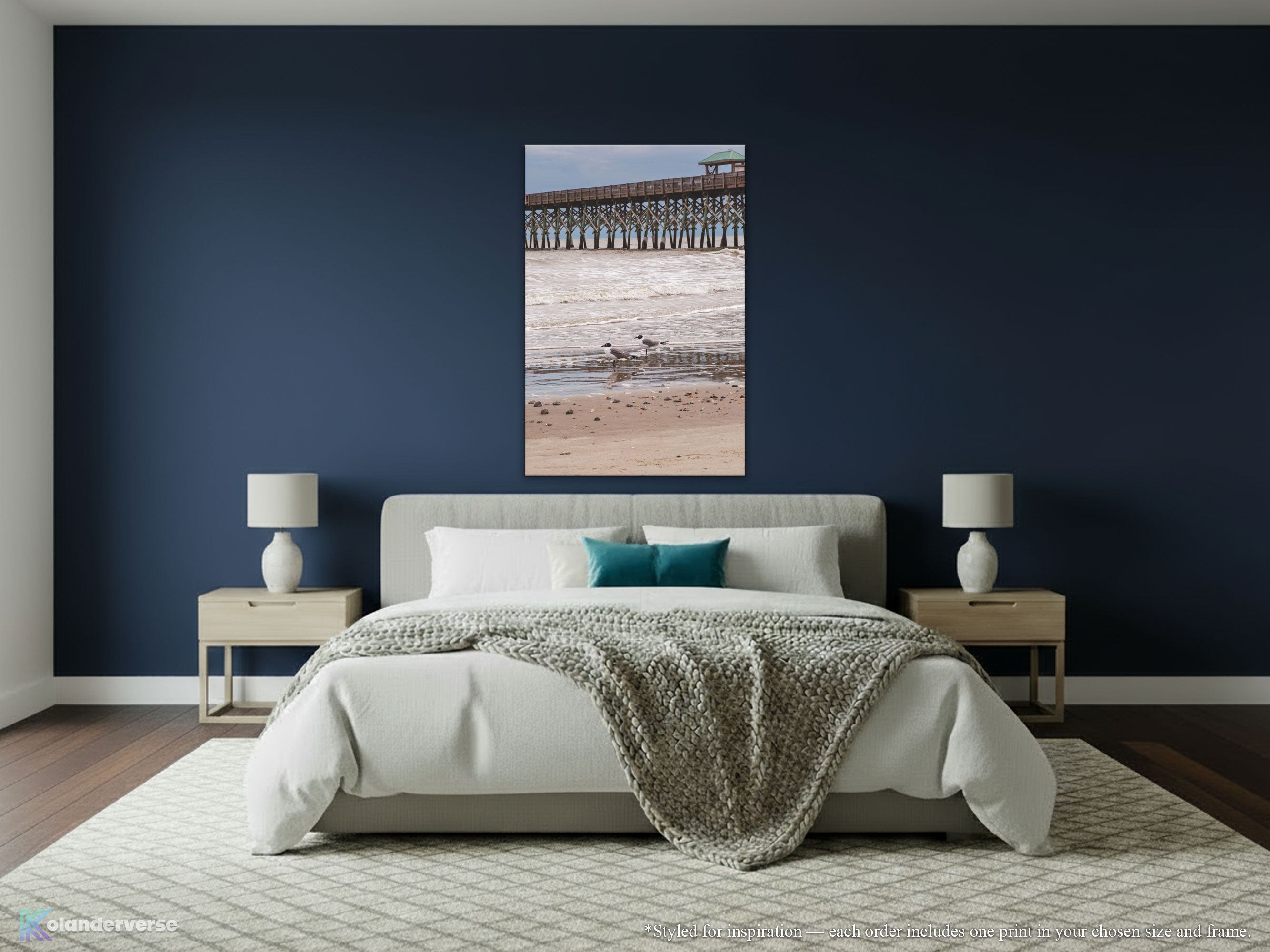Seagulls on Shore Next to Folly Beach Ocean Pier - Canvas Print - South Carolina Coastal Birds Photography Art, Home Décor #8 product thumbnail image