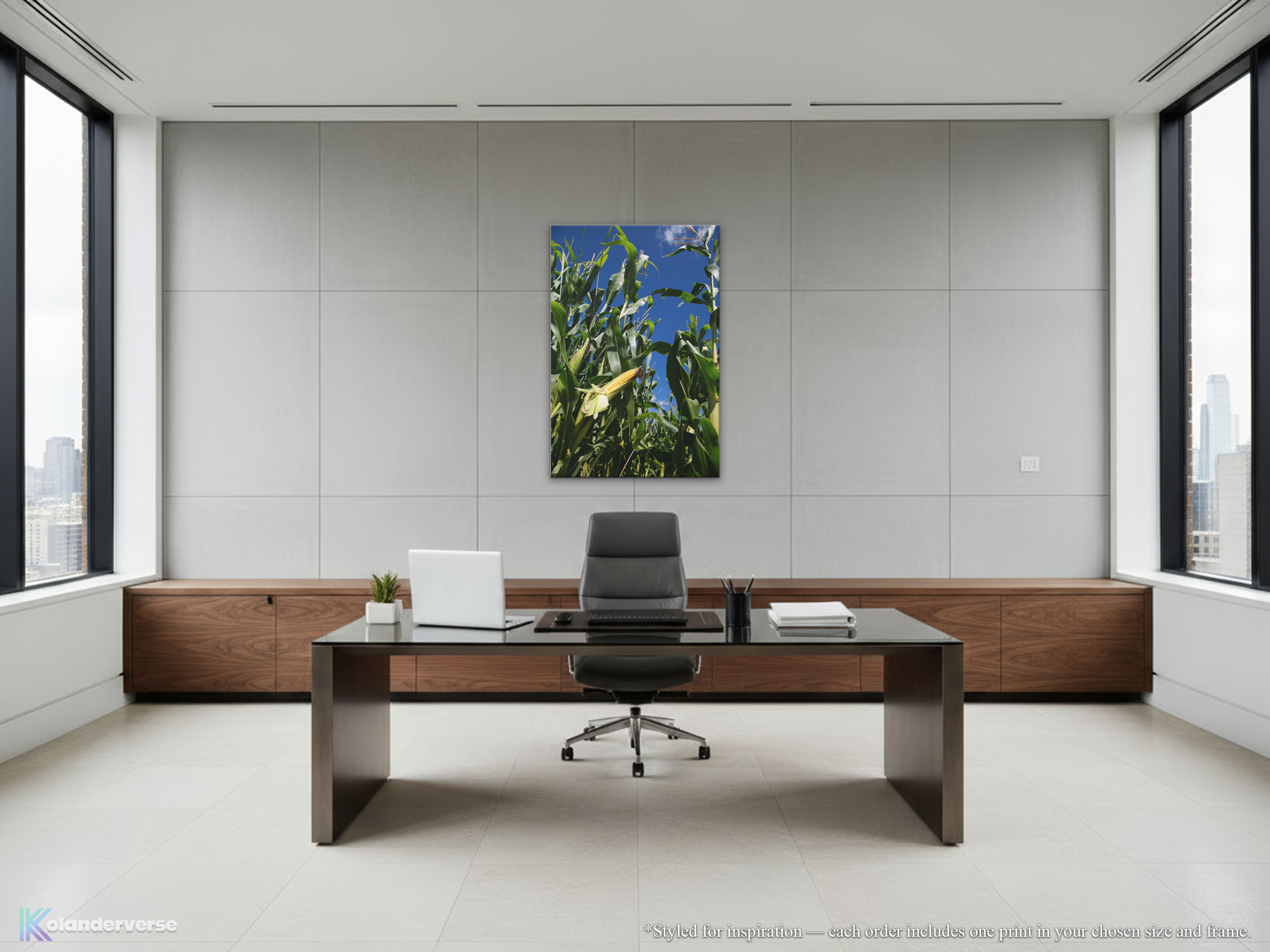 Golden Corn Field Close Up - Canvas Print – Blue Sky Farm Photography Wall Art, Country Landscape - Rustic Harvest Nature Decor #19 product thumbnail image