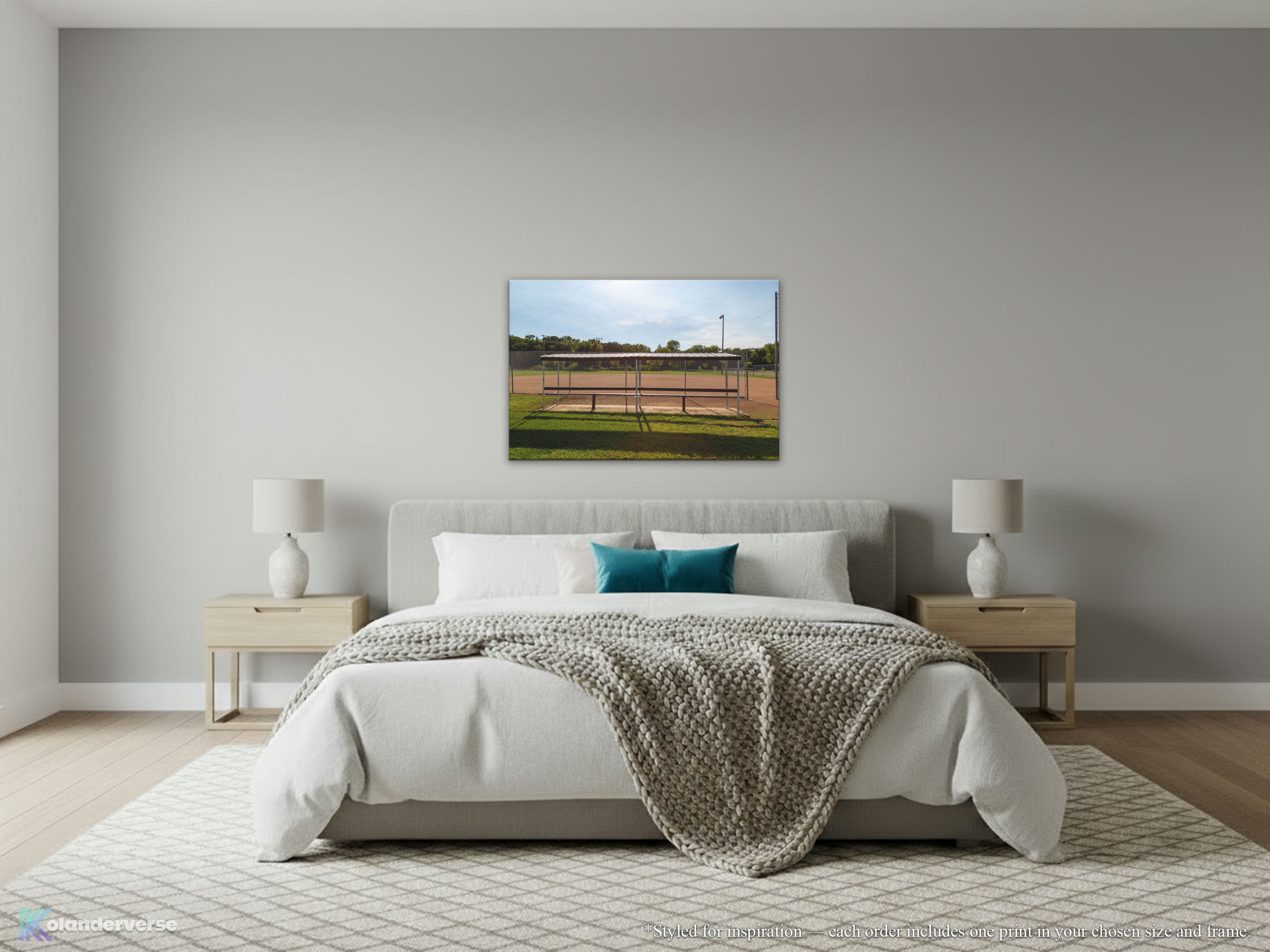 Small Town Softball Field Photography - Canvas Print - Golden Hour Baseball Dugout Scene, Rural Midwest Landscape #21 product thumbnail image