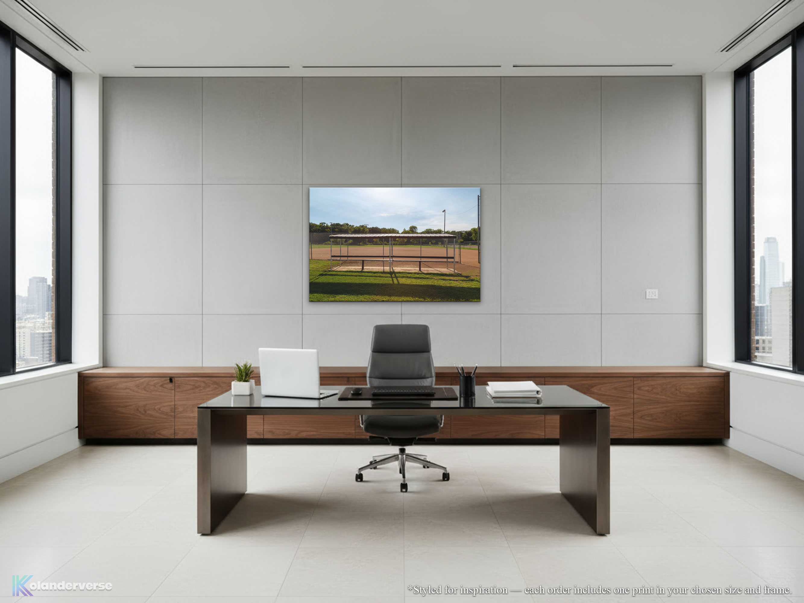 Small Town Softball Field Photography - Canvas Print - Golden Hour Baseball Dugout Scene, Rural Midwest Landscape #21 product thumbnail image