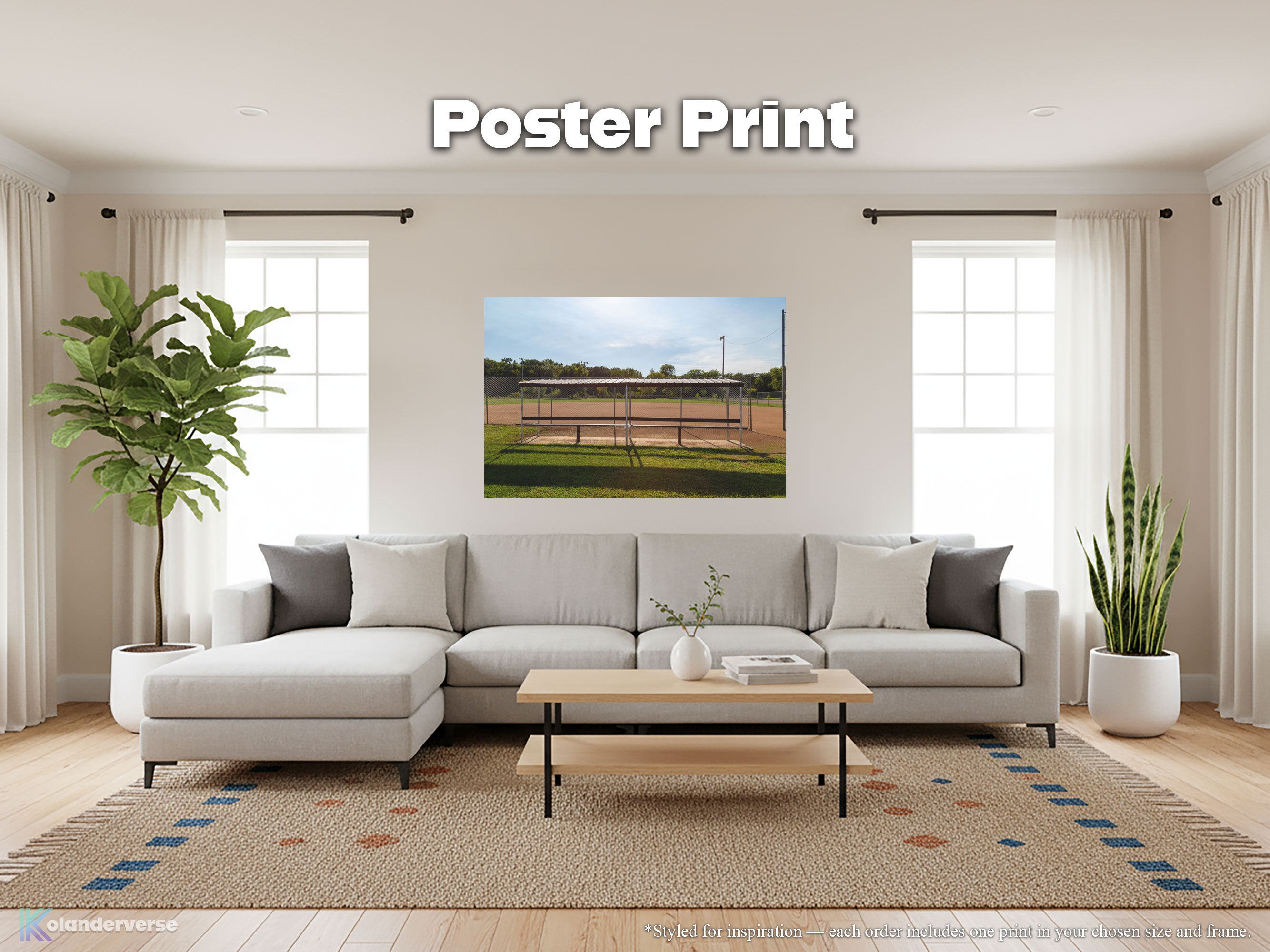 Small Town Softball Field Photography - Giclée Poster Print - Golden Hour Baseball Dugout Scene, Rural Midwest Landscape #21 product thumbnail image