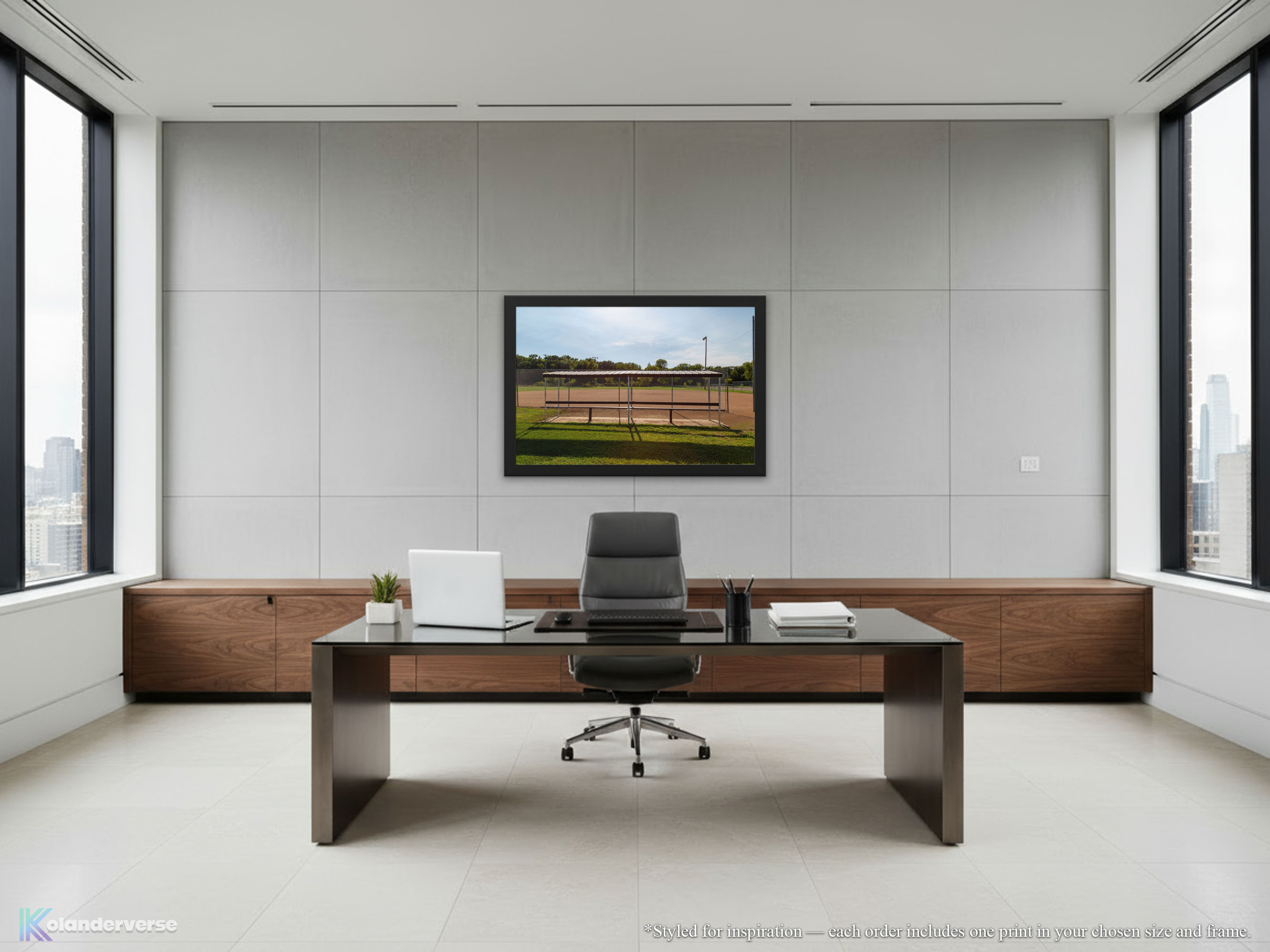 Small Town Softball Field Photography - Framed Print - Golden Hour Baseball Dugout Scene, Rural Midwest Landscape #21 product thumbnail image