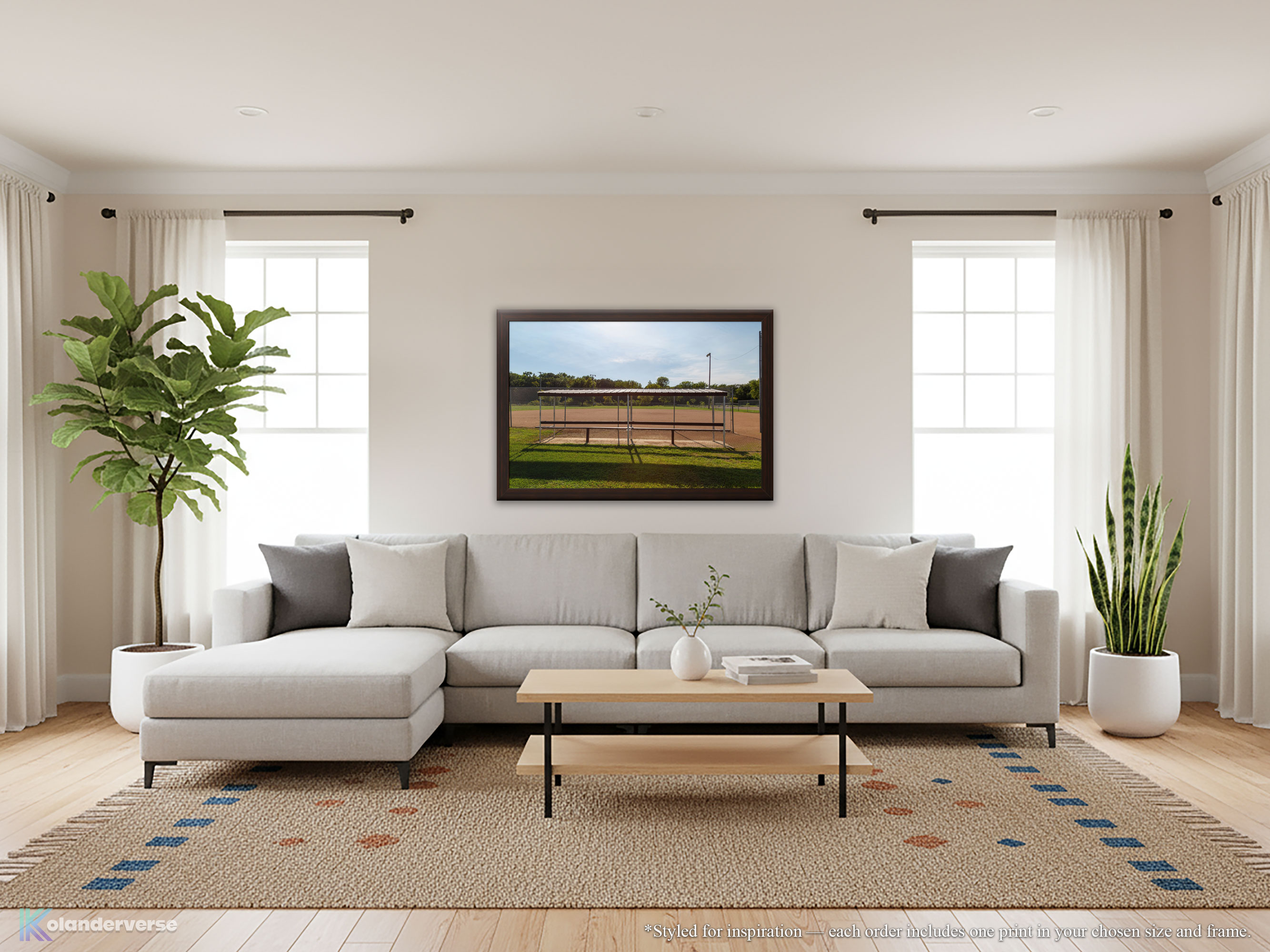 Small Town Softball Field Photography - Framed Print - Golden Hour Baseball Dugout Scene, Rural Midwest Landscape #21 product thumbnail image