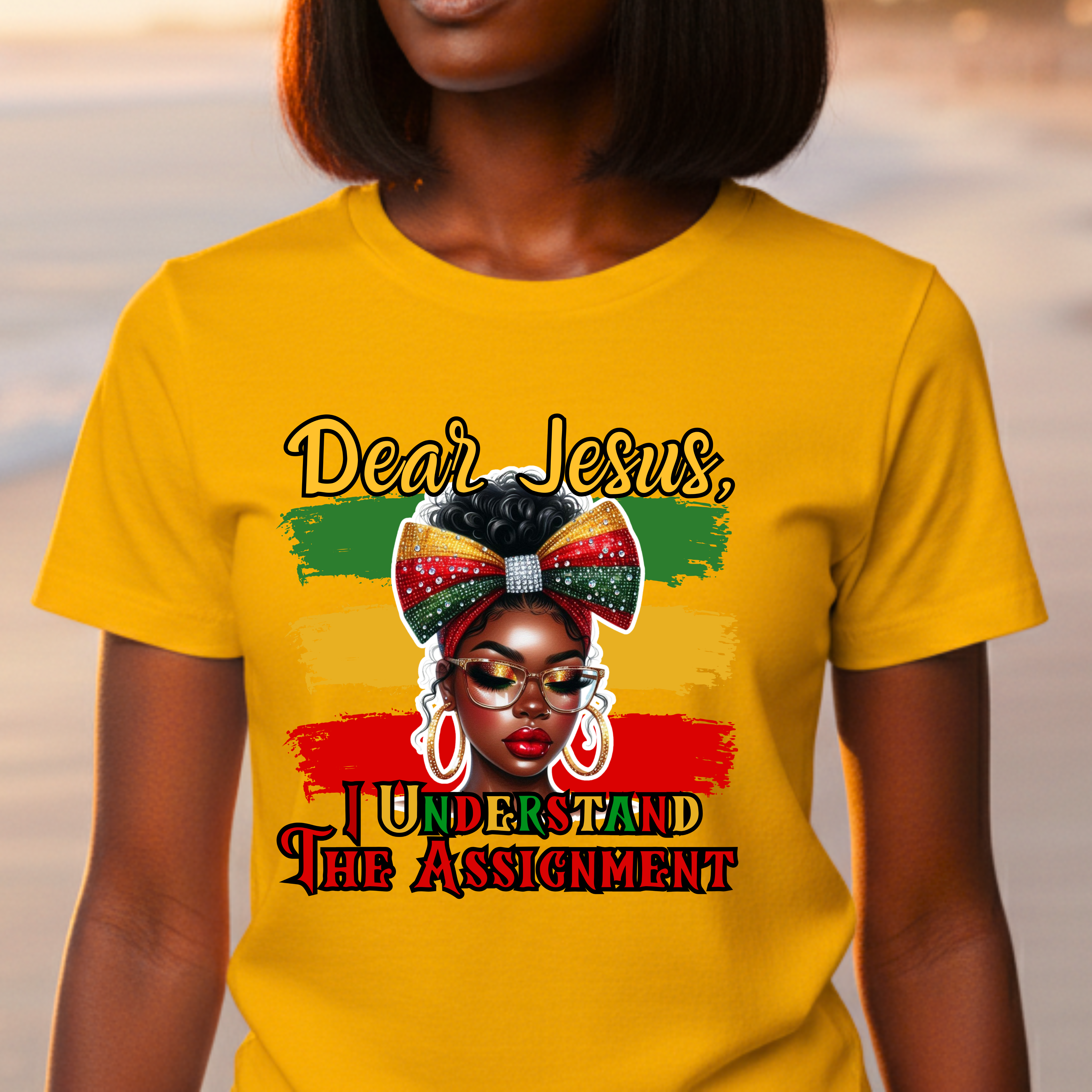 "Dear Jesus, I Understand the Assignment" Faith-Based Christian Women's Short Sleeve Cotton T-Shirt product thumbnail image