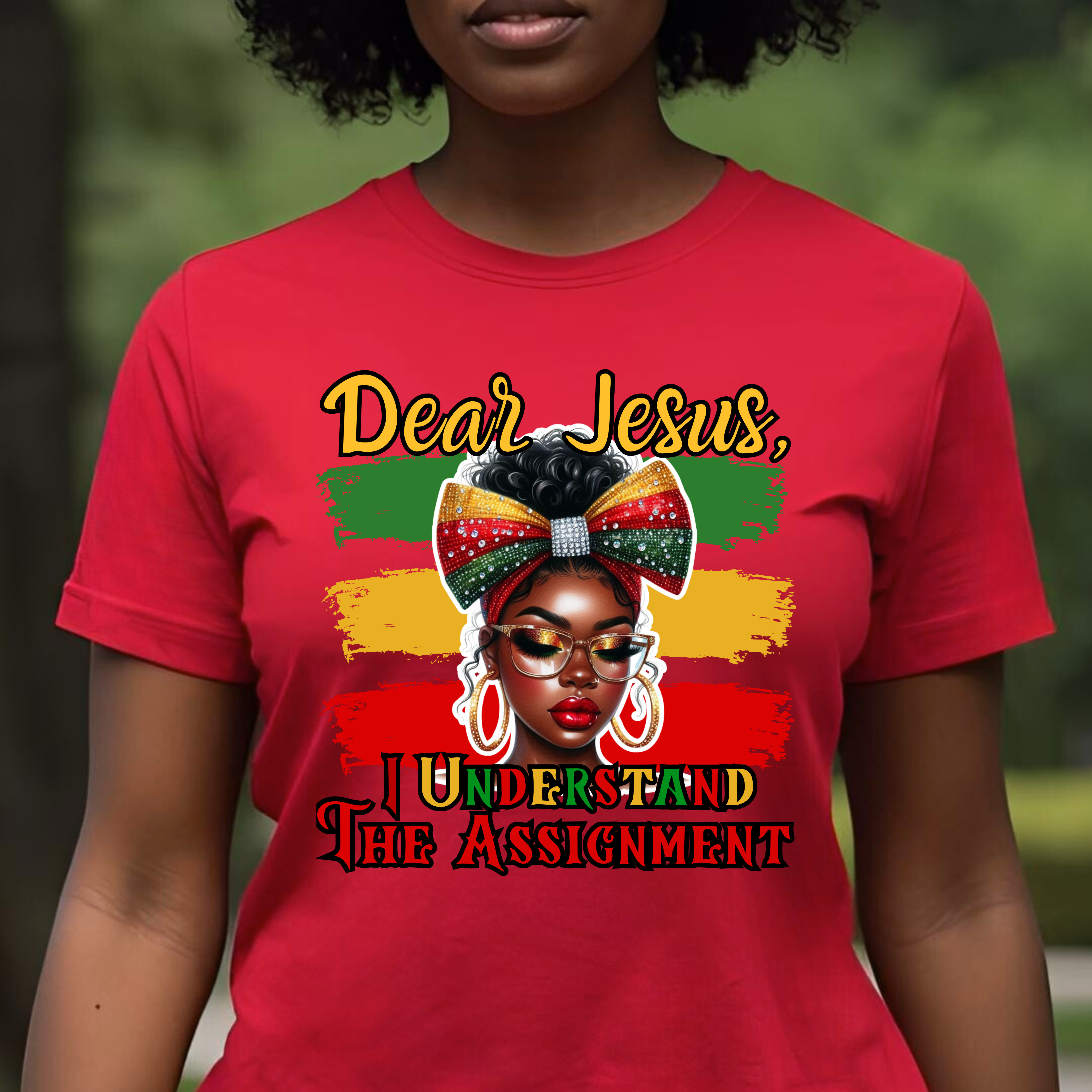 "Dear Jesus, I Understand the Assignment" Faith-Based Christian Women's Short Sleeve Cotton T-Shirt product thumbnail image