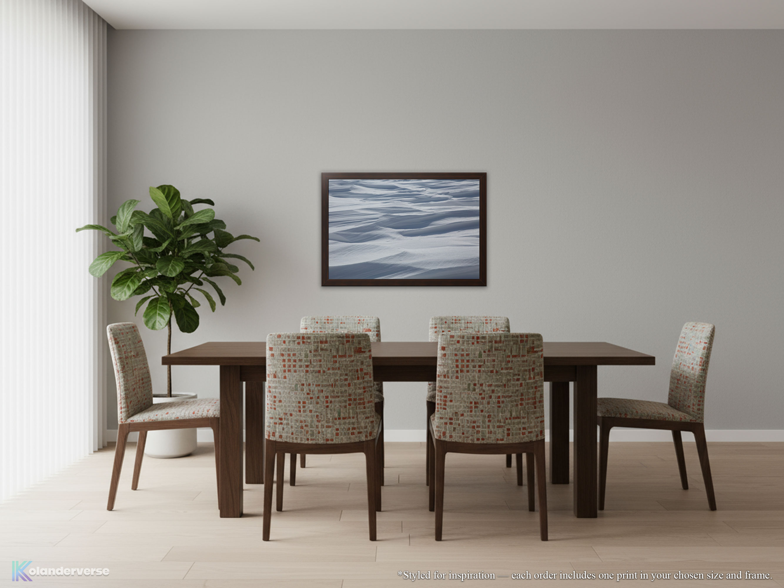 Snow Drifts Photography – Framed Print - Minimalist Abstract Landscape, Nature Shades of Blue and White Winter Wall Art #23 product thumbnail image