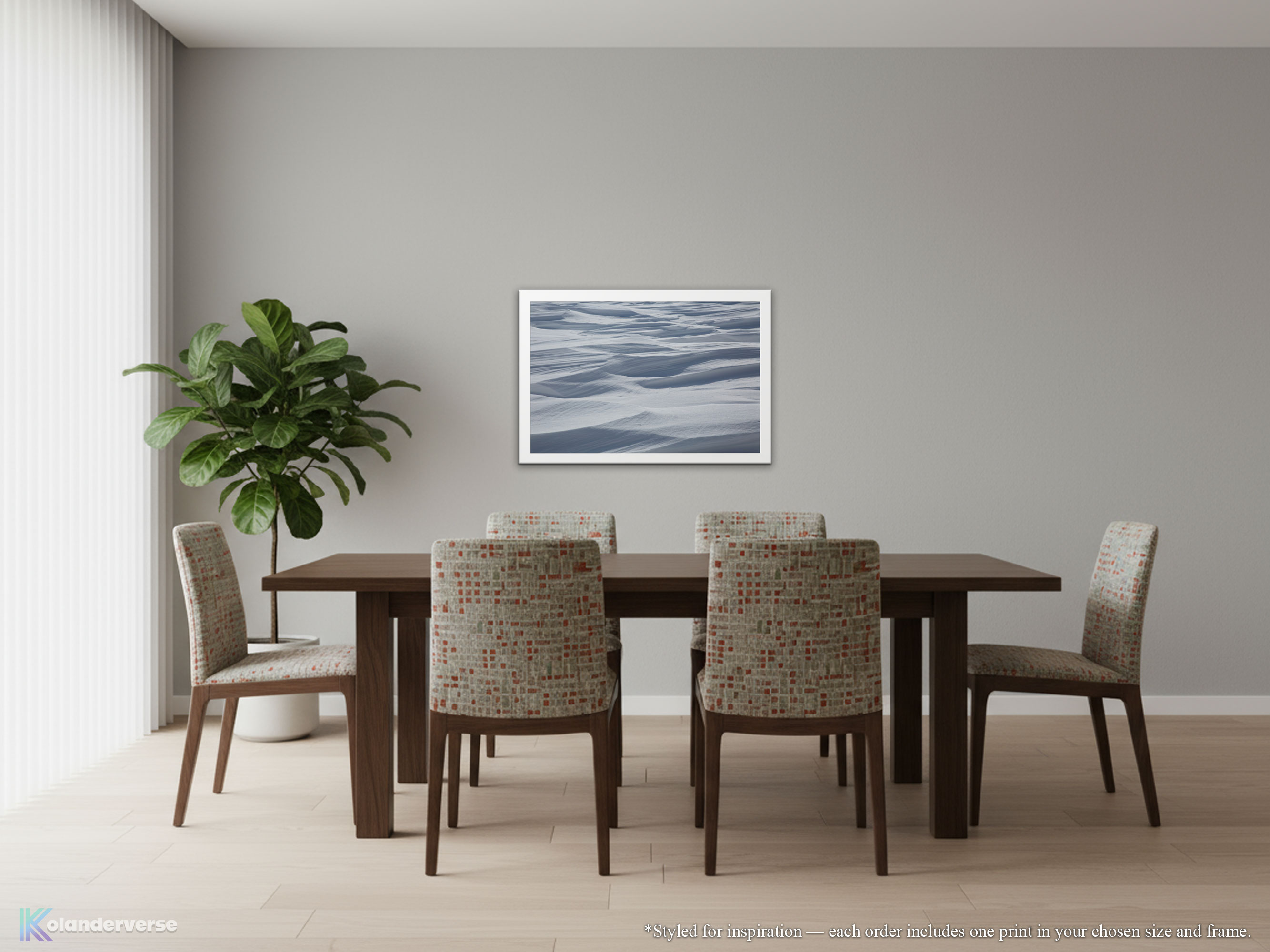 Snow Drifts Photography – Framed Print - Minimalist Abstract Landscape, Nature Shades of Blue and White Winter Wall Art #23 product thumbnail image