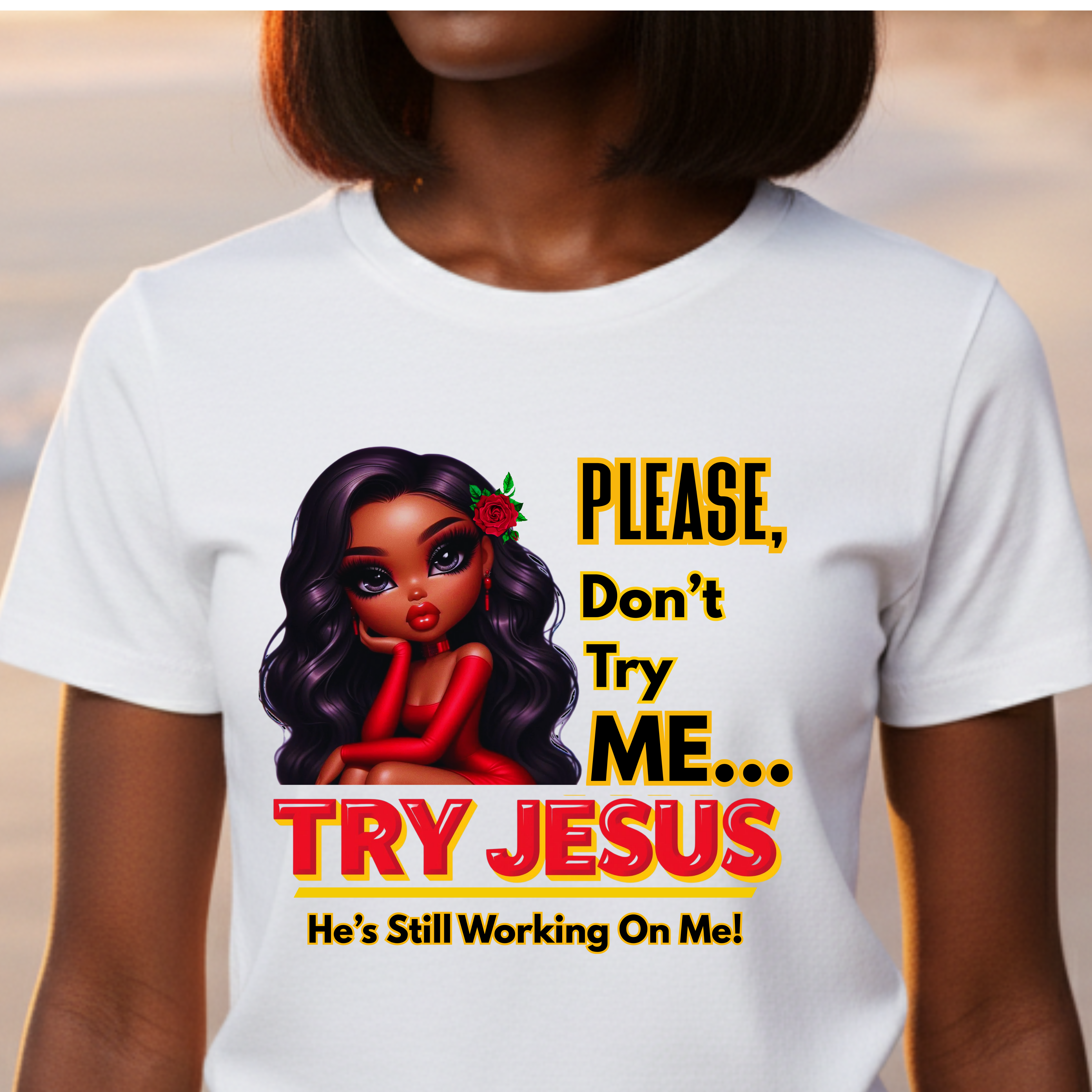 "Please Don’t Try Me… Try Jesus" Christian Women’s T-Shirt – Bold Faith, Motivational, Inspirational Graphic Tee "Please Don’t Try Me… Try Jesus" Christian Women’s T-Shirt – Bold Faith, Motivational, Inspirational Graphic Tee