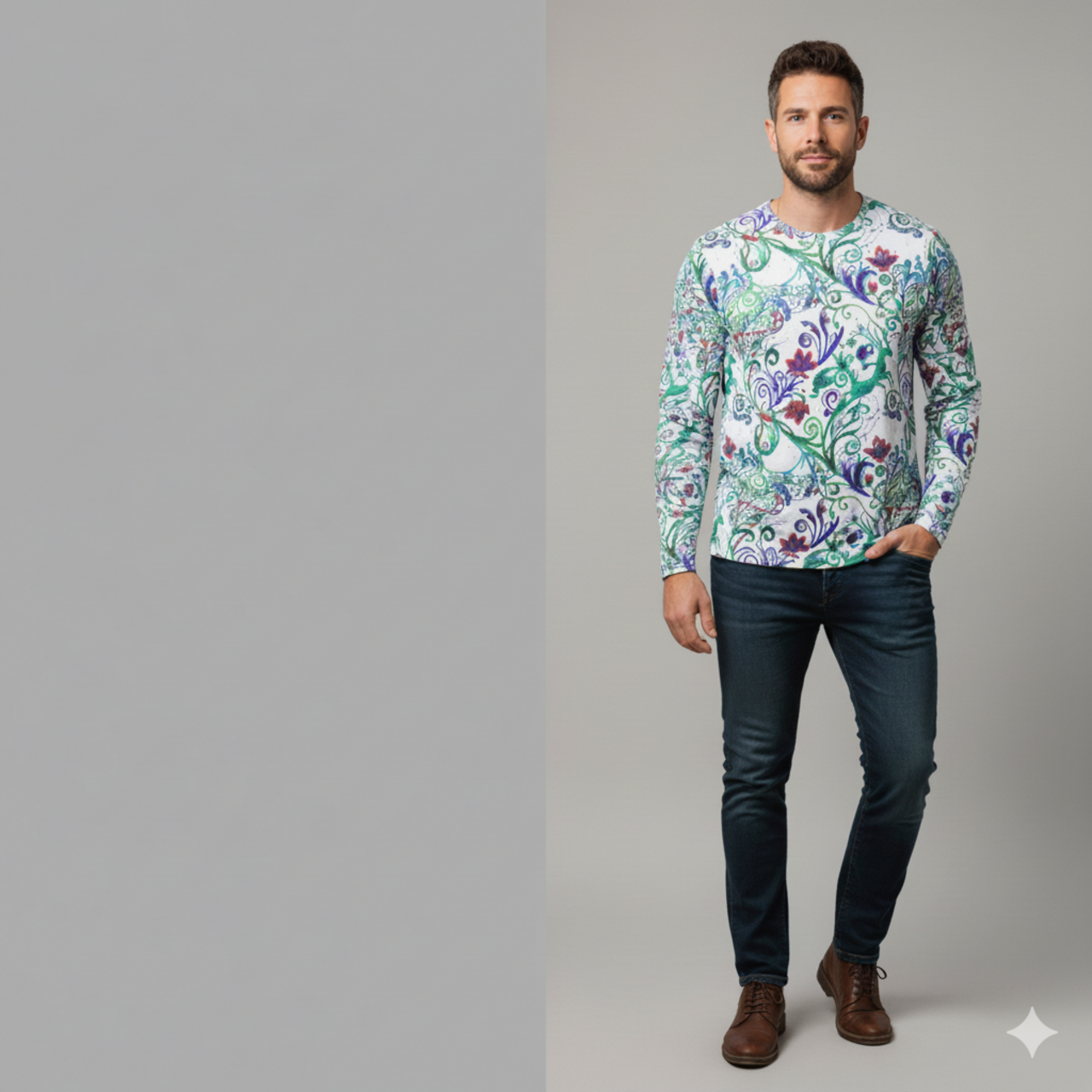 Floral Vines Long Sleeve Shirt – Colorful Botanical All-Over Print product thumbnail image Floral Vines Long Sleeve Shirt – Colorful Botanical All-Over Print product thumbnail image