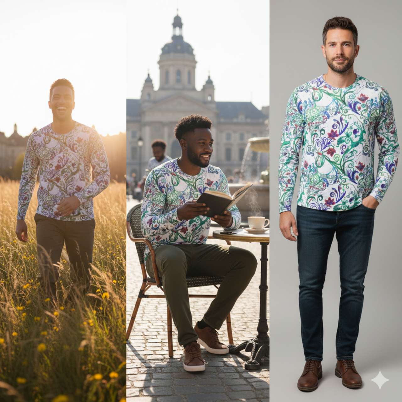 Floral Vines Long Sleeve Shirt – Colorful Botanical All-Over Print product thumbnail image Floral Vines Long Sleeve Shirt – Colorful Botanical All-Over Print product thumbnail image