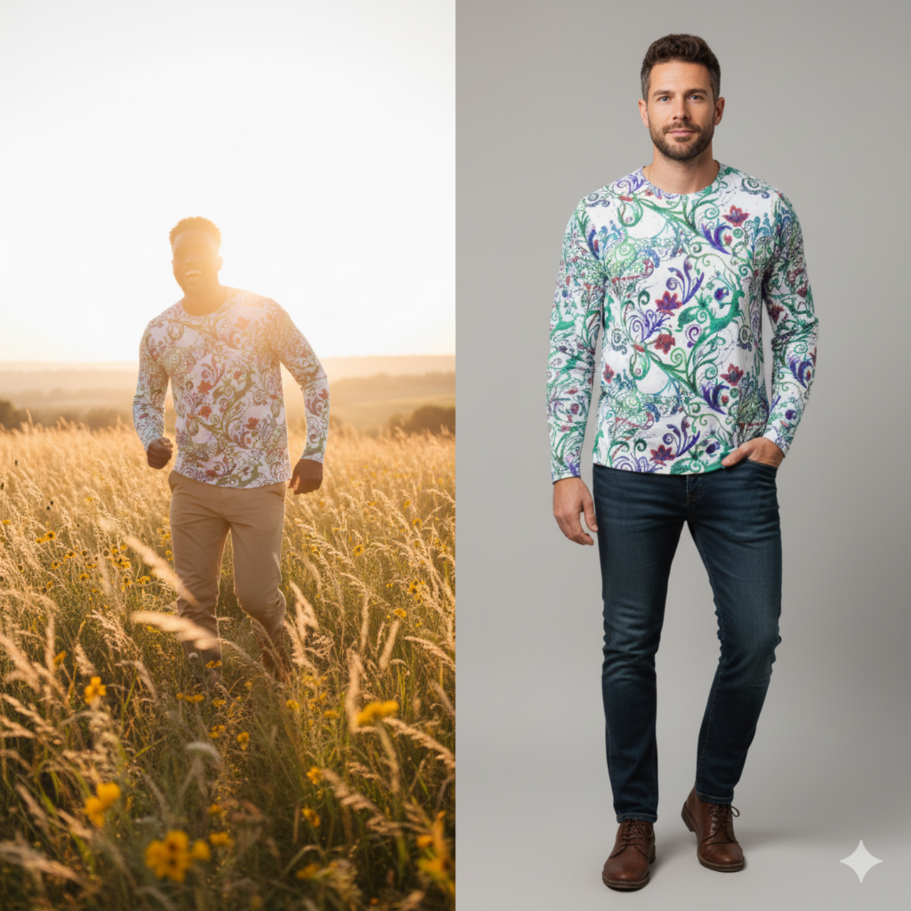 Floral Vines Long Sleeve Shirt – Colorful Botanical All-Over Print product thumbnail image Floral Vines Long Sleeve Shirt – Colorful Botanical All-Over Print product thumbnail image