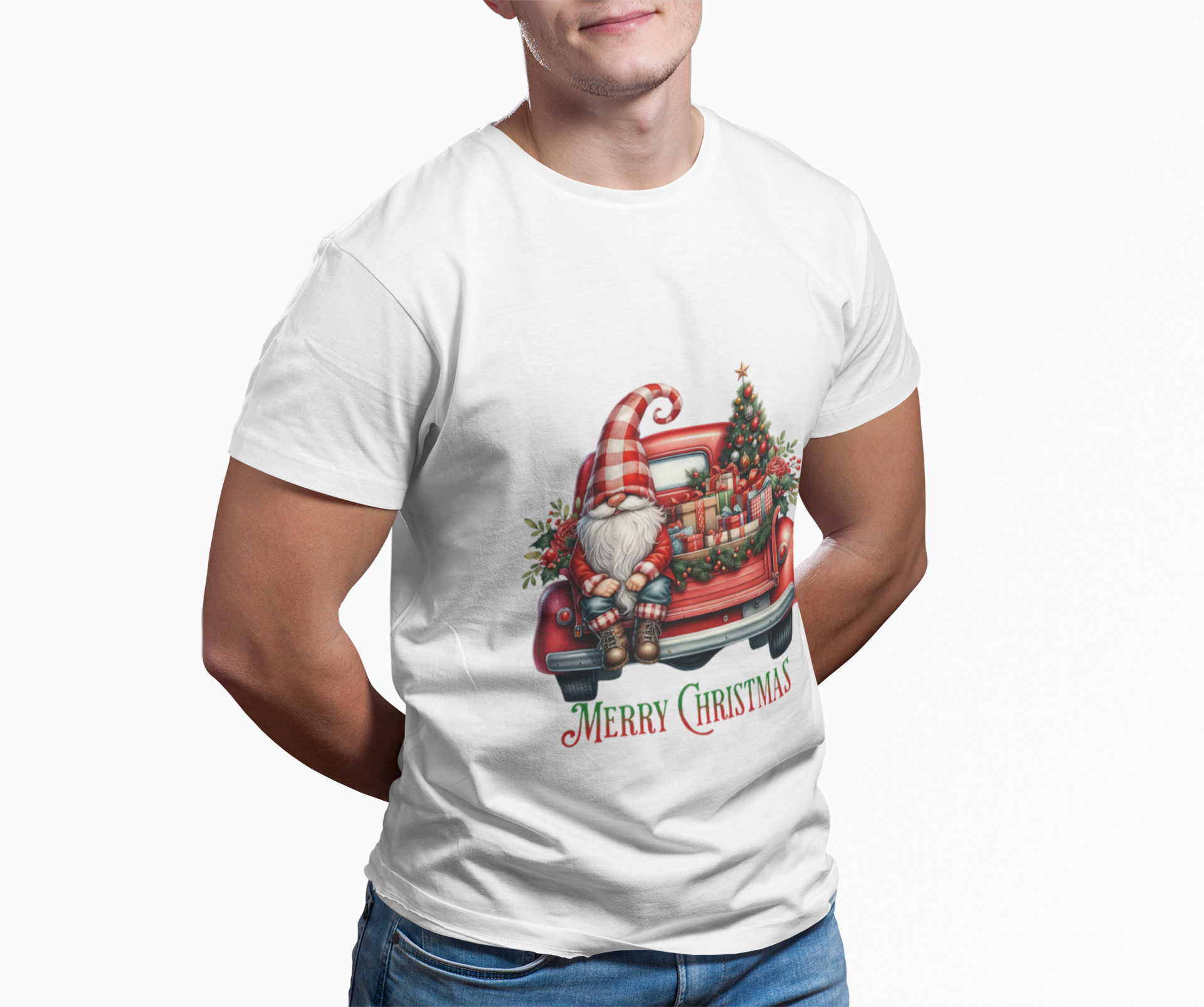 Christmas Gnome Truck Long Sleeve Tee — "Merry Christmas" Holiday Shirt product thumbnail image