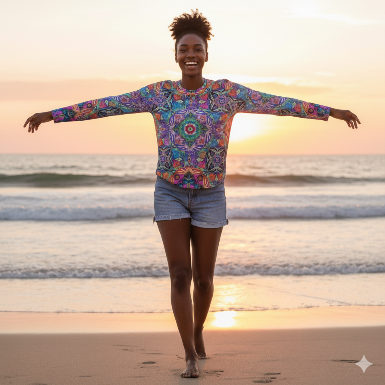 Bohemian Kaleidoscope V-Neck Long Sleeve — Women's Psychedelic All-Over Print Shirt product thumbnail image Bohemian Kaleidoscope V-Neck Long Sleeve — Women's Psychedelic All-Over Print Shirt product thumbnail image