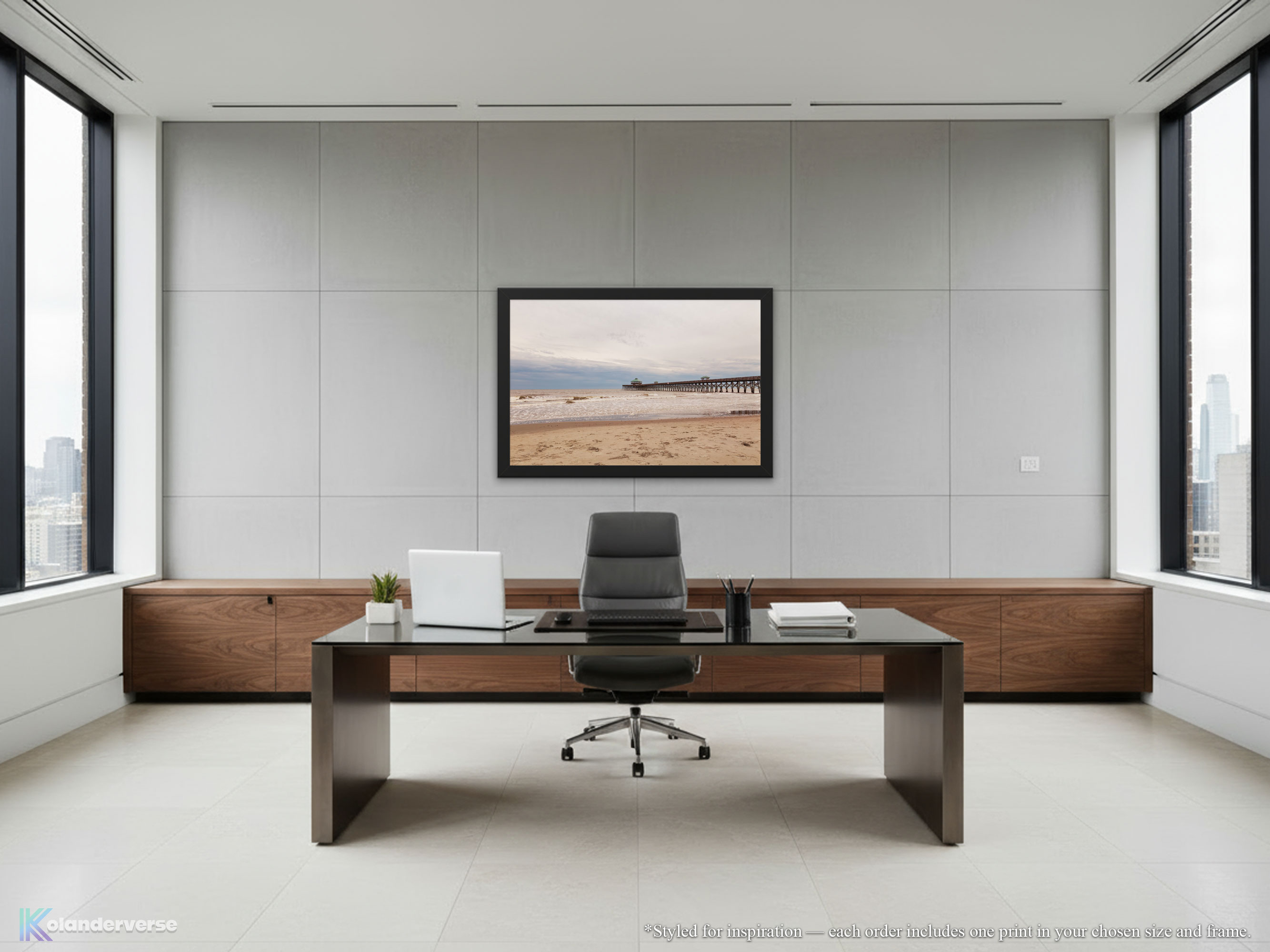 Folly Beach South Carolina - Framed Print Horizontal - Coastal Ocean Shoreline and Fishing Pier Photography Wall Art #25 product thumbnail image