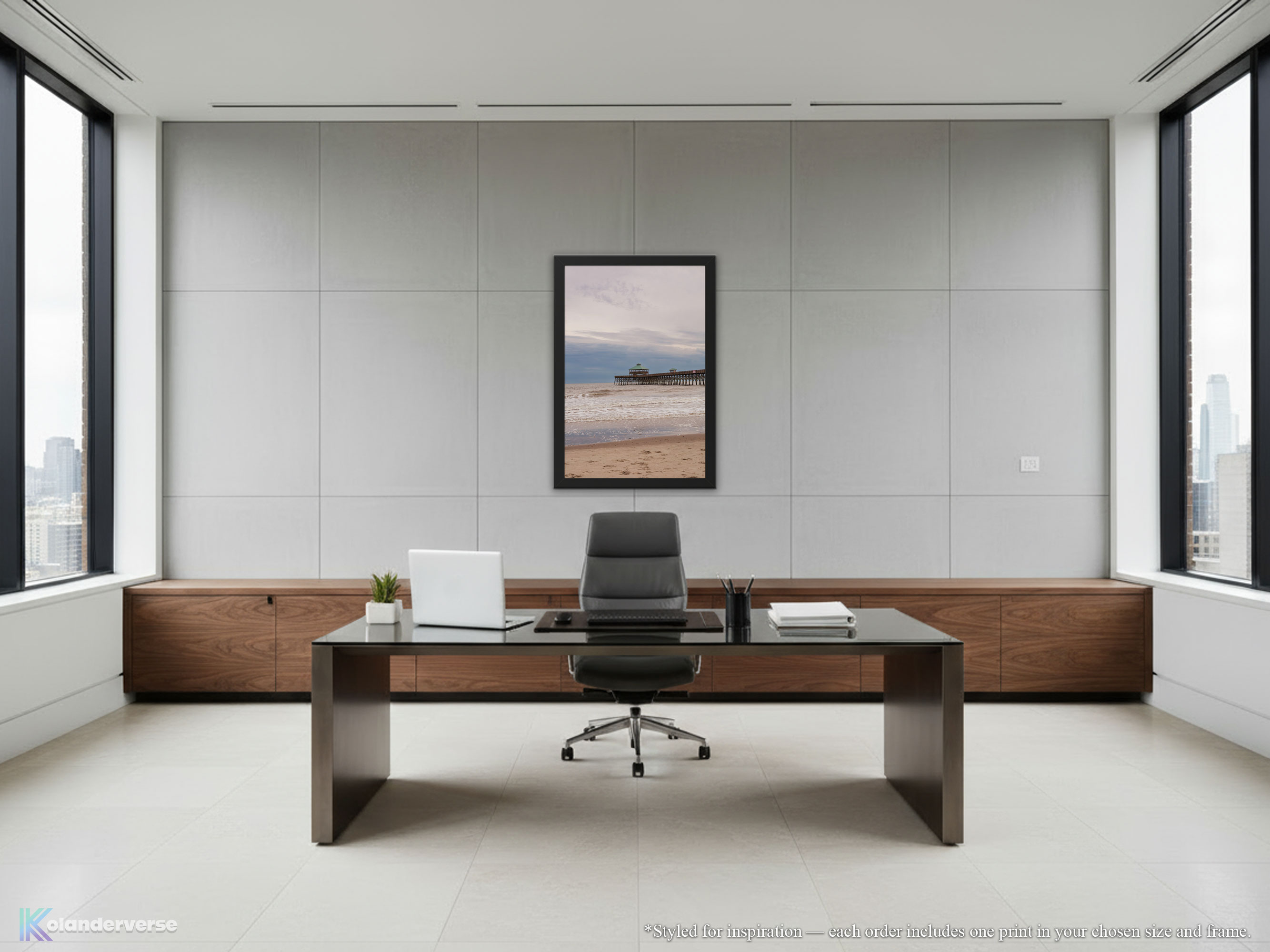 Folly Beach South Carolina - Framed Print Vertical - Coastal Ocean Shoreline and Fishing Pier Photography Wall Art #25 product thumbnail image