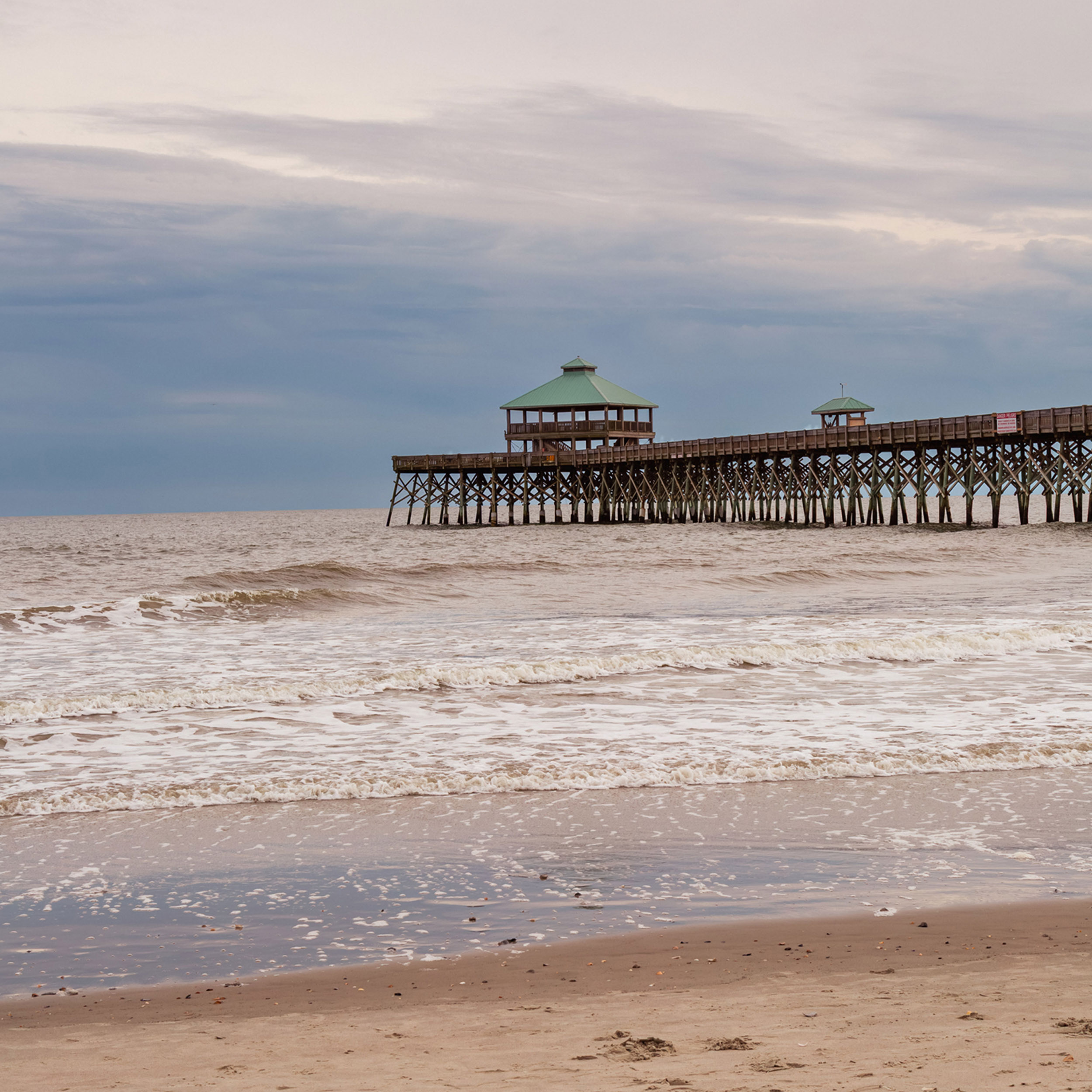Folly Beach South Carolina - Giclée Poster Print Horizontal - Coastal Ocean Shoreline and Fishing Pier Photography Wall Art #25 product thumbnail image