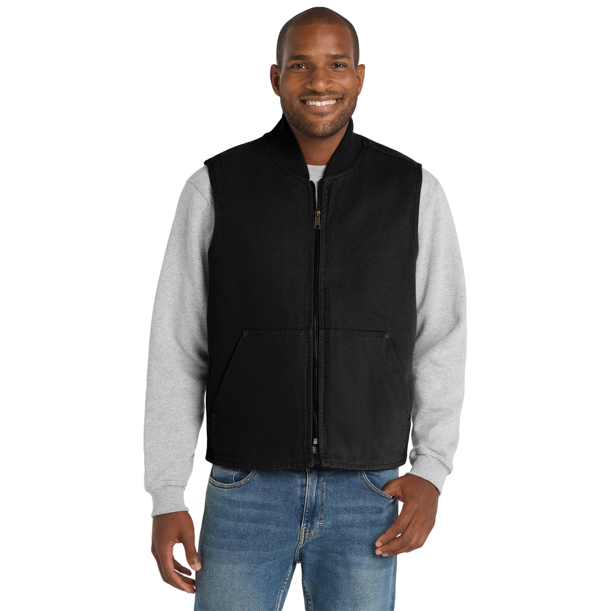 CornerStone® Unisex Washed Duck Cloth Vest With HuntTheUnknown Logo Embroidered On The Left Chest Area  product thumbnail image