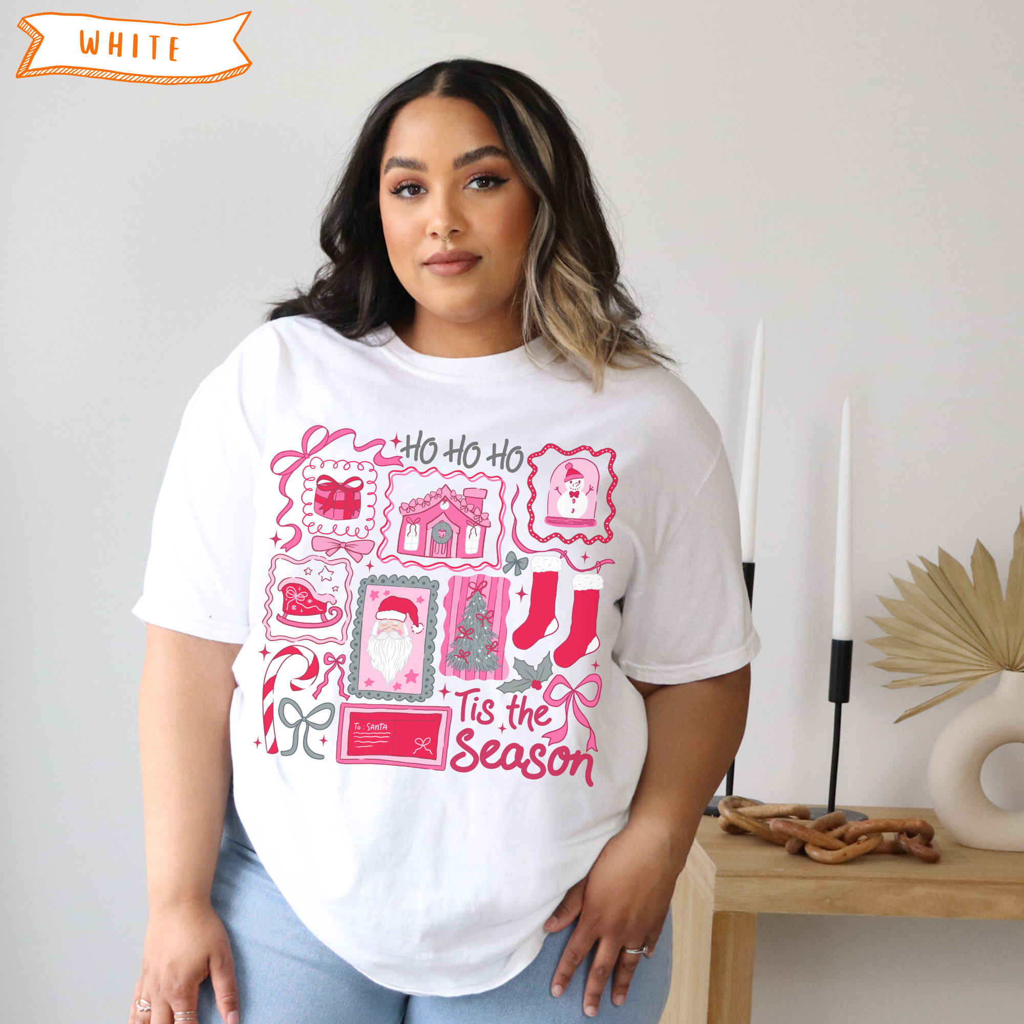 Cute Pink Holiday Doodle T-Shirt product thumbnail image