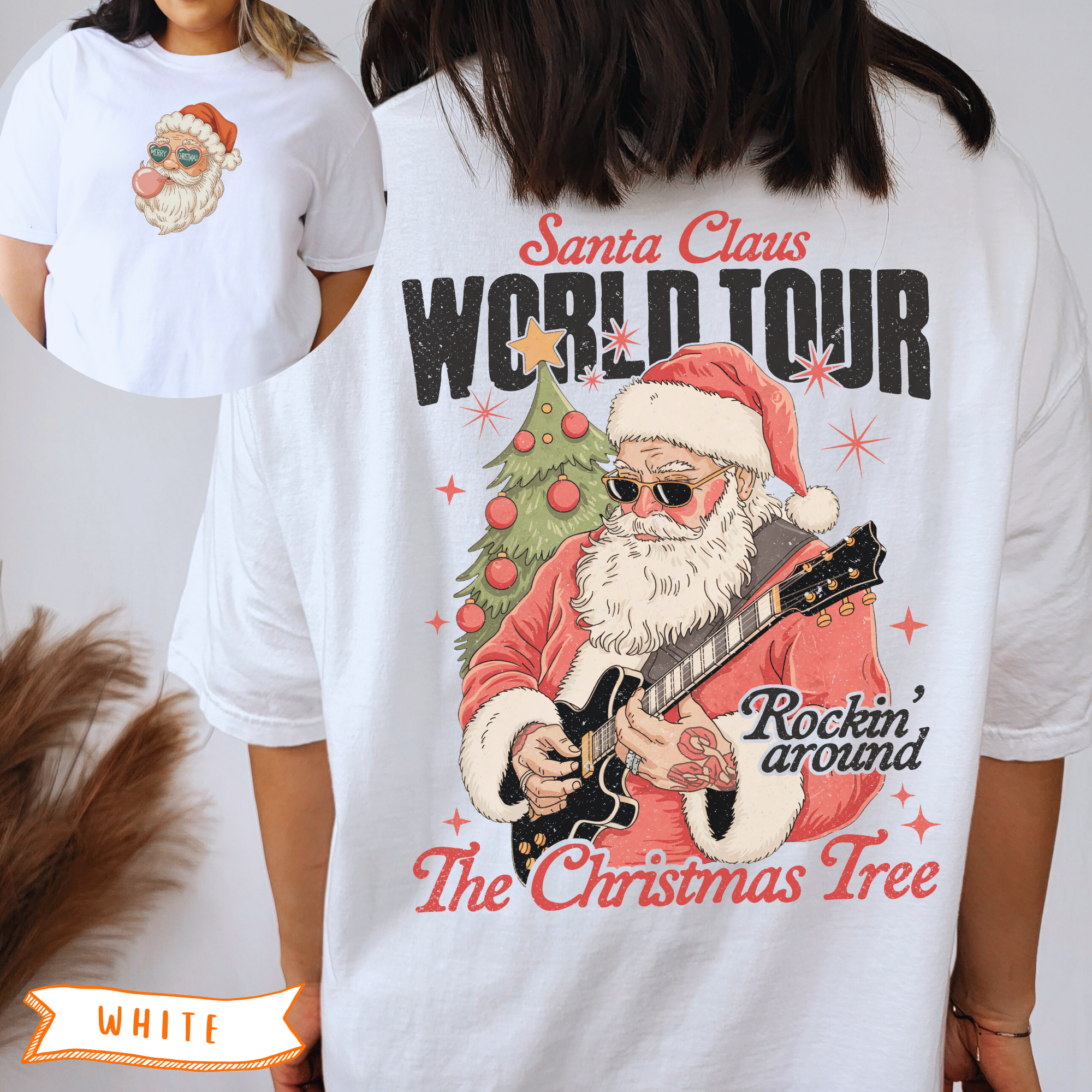 Retro Santa Claus World Tour 2-Sided T-Shirt product thumbnail image