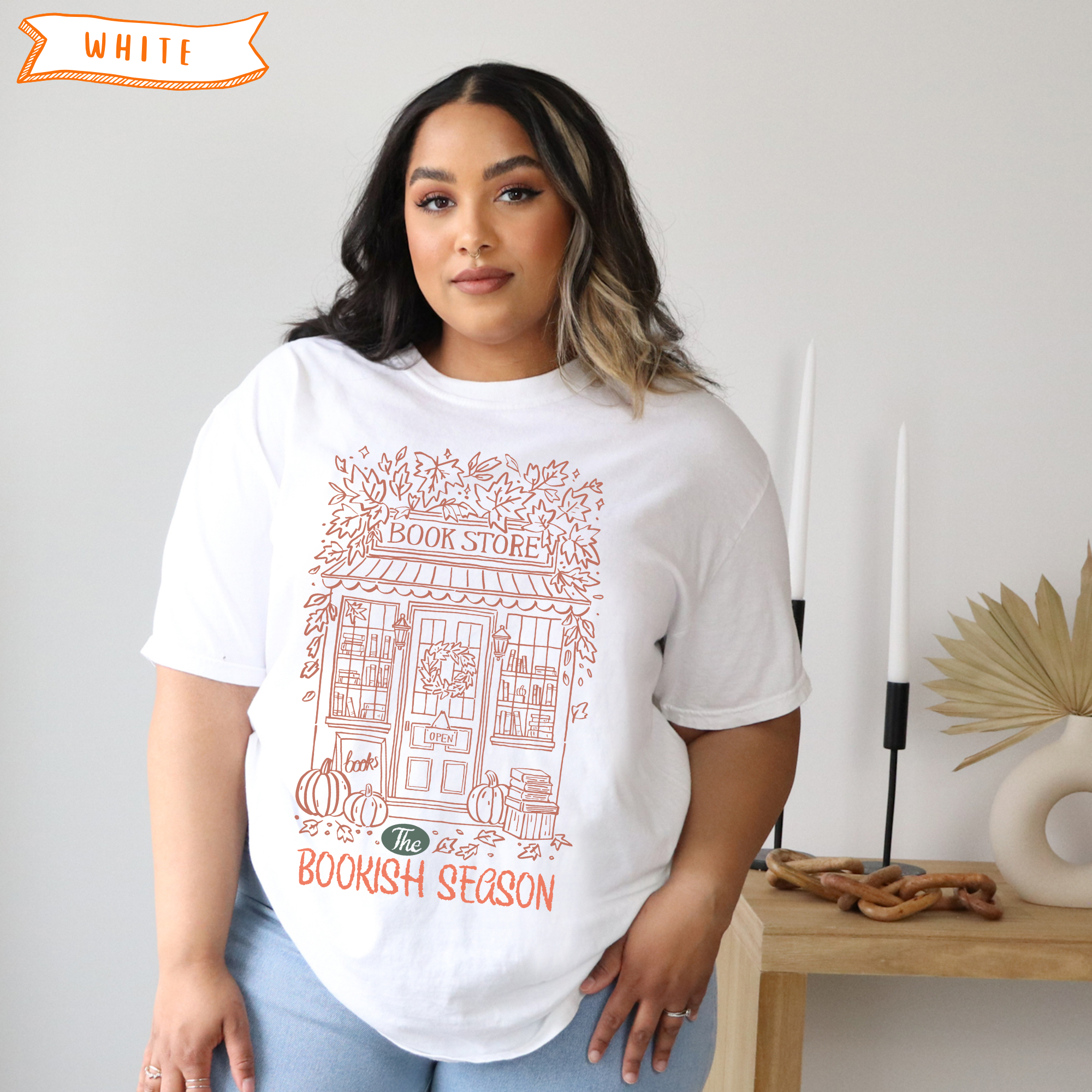 Cozy Bookish Season Doodle T-Shirt