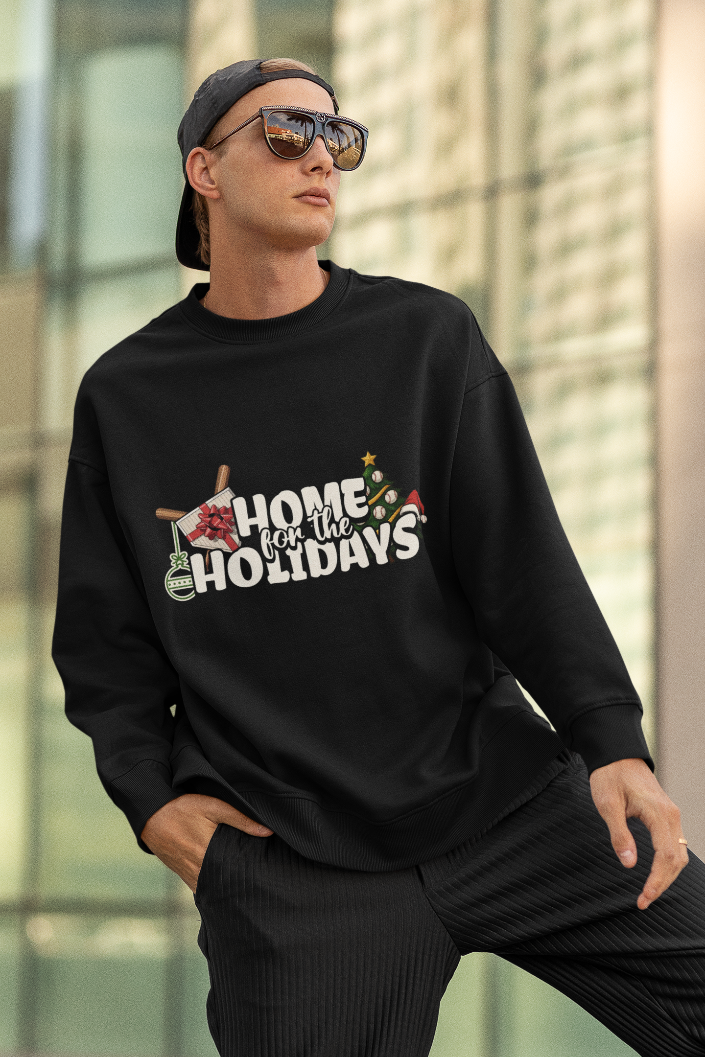Unisex Baseball Holiday Long Sleeve T-Shirt - Home for the Holidays product thumbnail image Unisex Baseball Holiday Long Sleeve T-Shirt - Home for the Holidays product thumbnail image