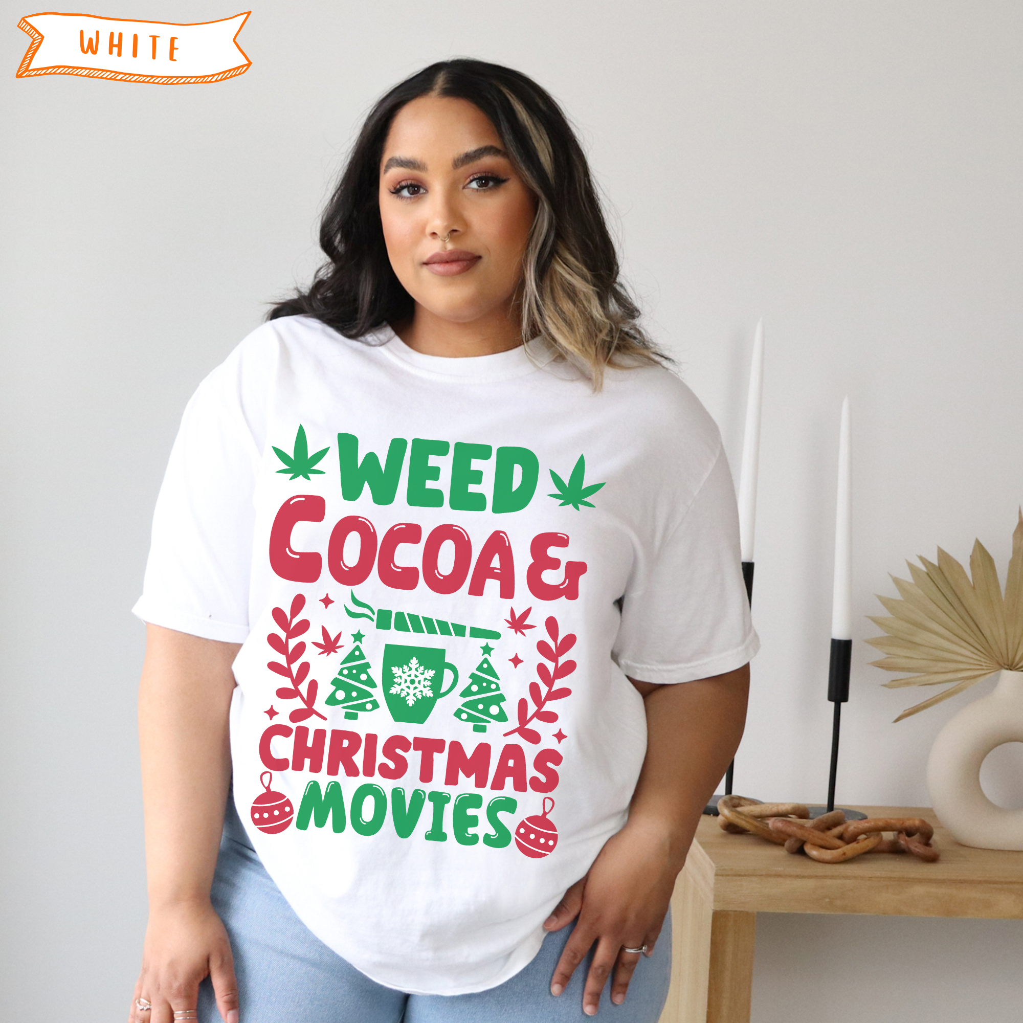 Weed, Cocoa, &amp; Christmas Movies T-Shirt product thumbnail image