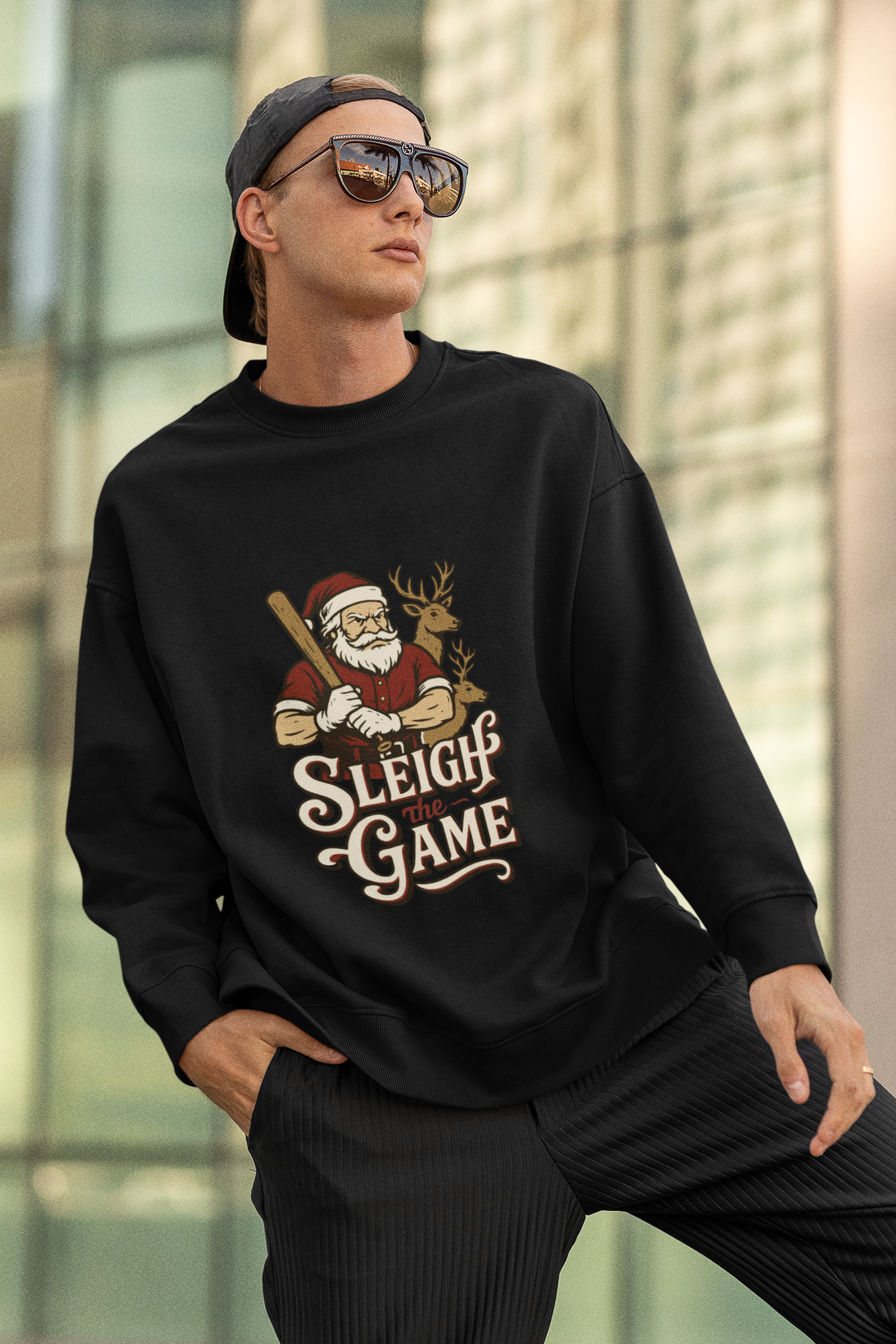Baseball Santa Unisex Long Sleeve T-Shirt with 'Sleigh the Game' Text product thumbnail image Baseball Santa Unisex Long Sleeve T-Shirt with 'Sleigh the Game' Text product thumbnail image