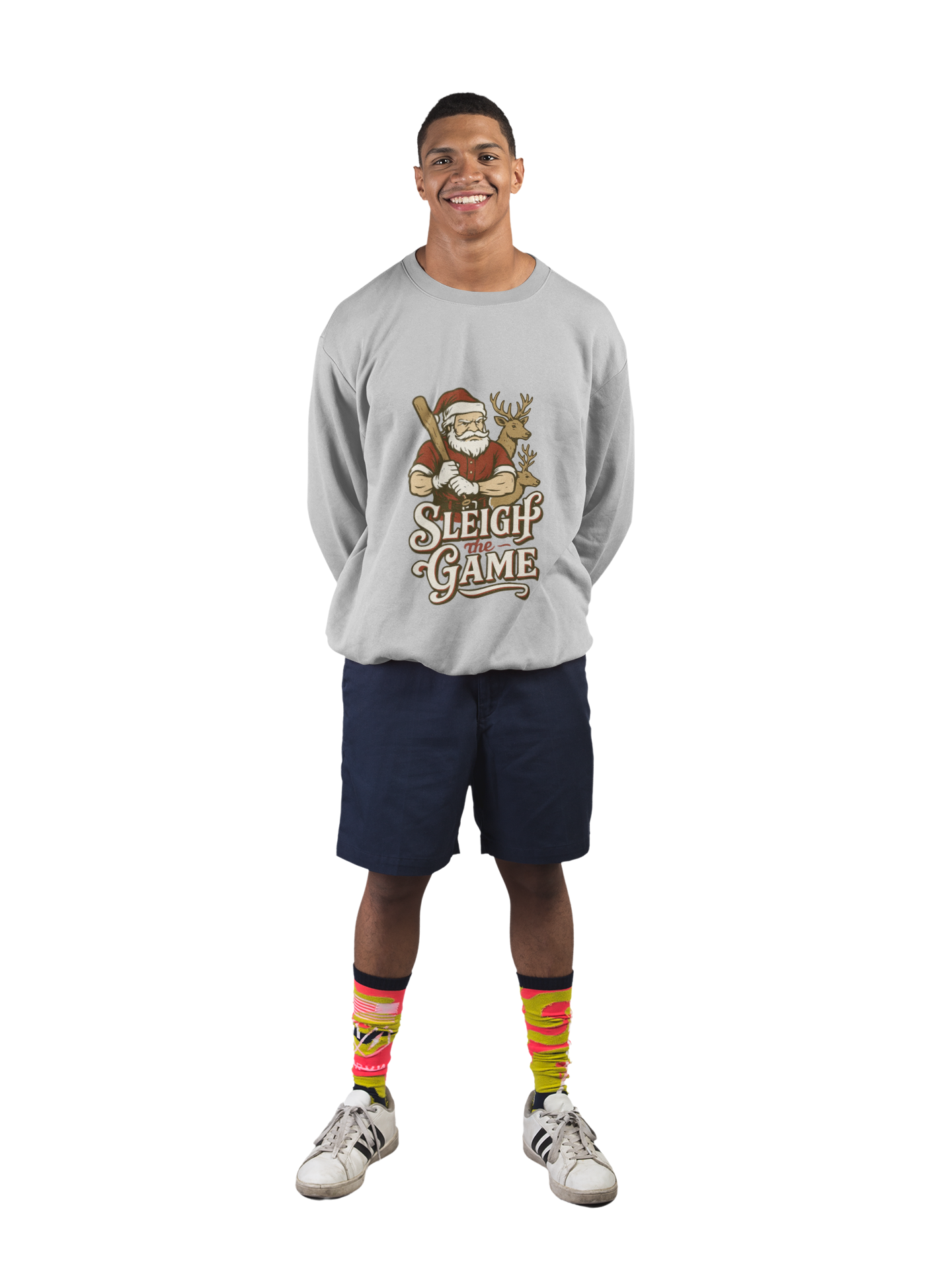 Baseball Santa Unisex Long Sleeve T-Shirt with 'Sleigh the Game' Text product thumbnail image Baseball Santa Unisex Long Sleeve T-Shirt with 'Sleigh the Game' Text product thumbnail image