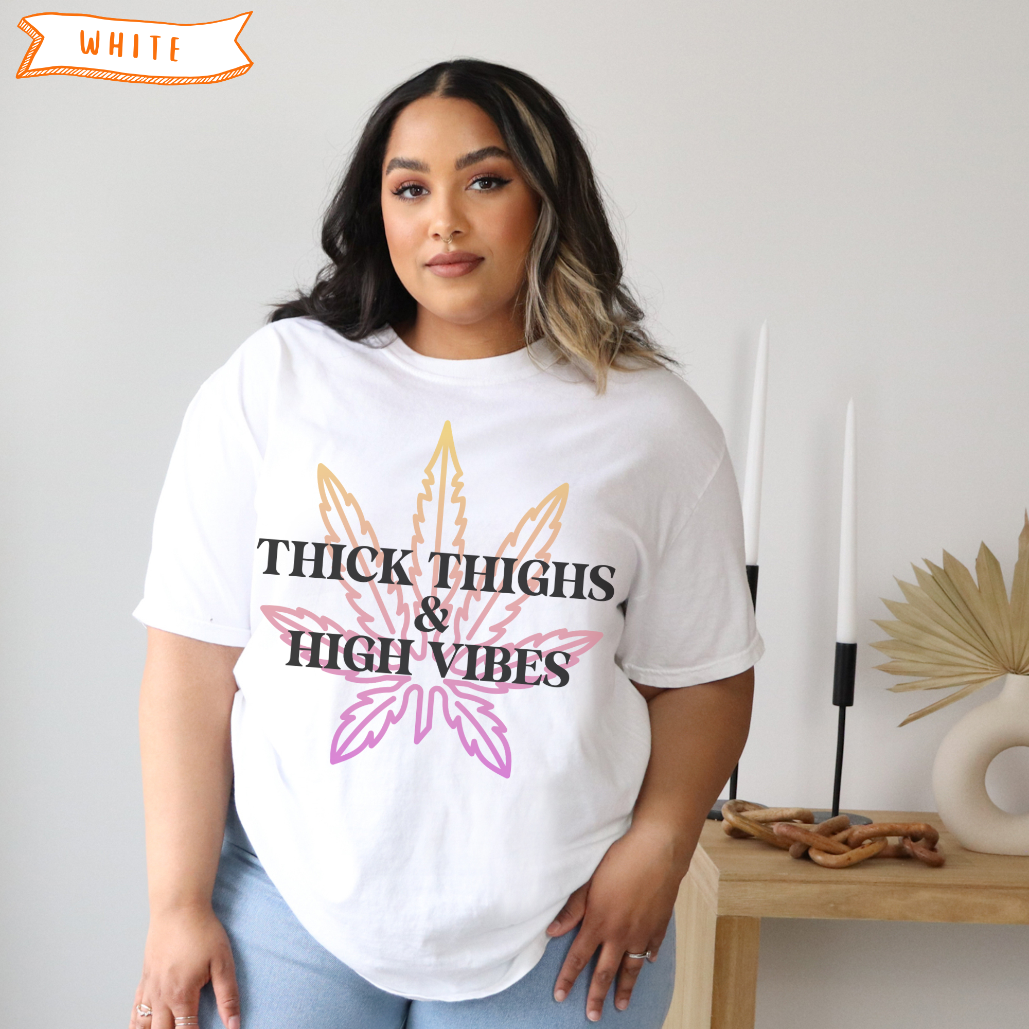 Thick Thighs &amp; High Vibes T-Shirt product thumbnail image