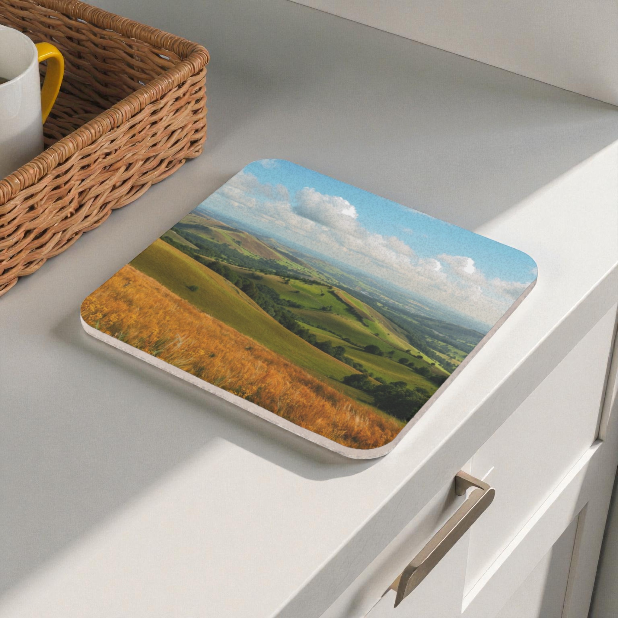 Tranquil Countryside View Cork Back Coaster