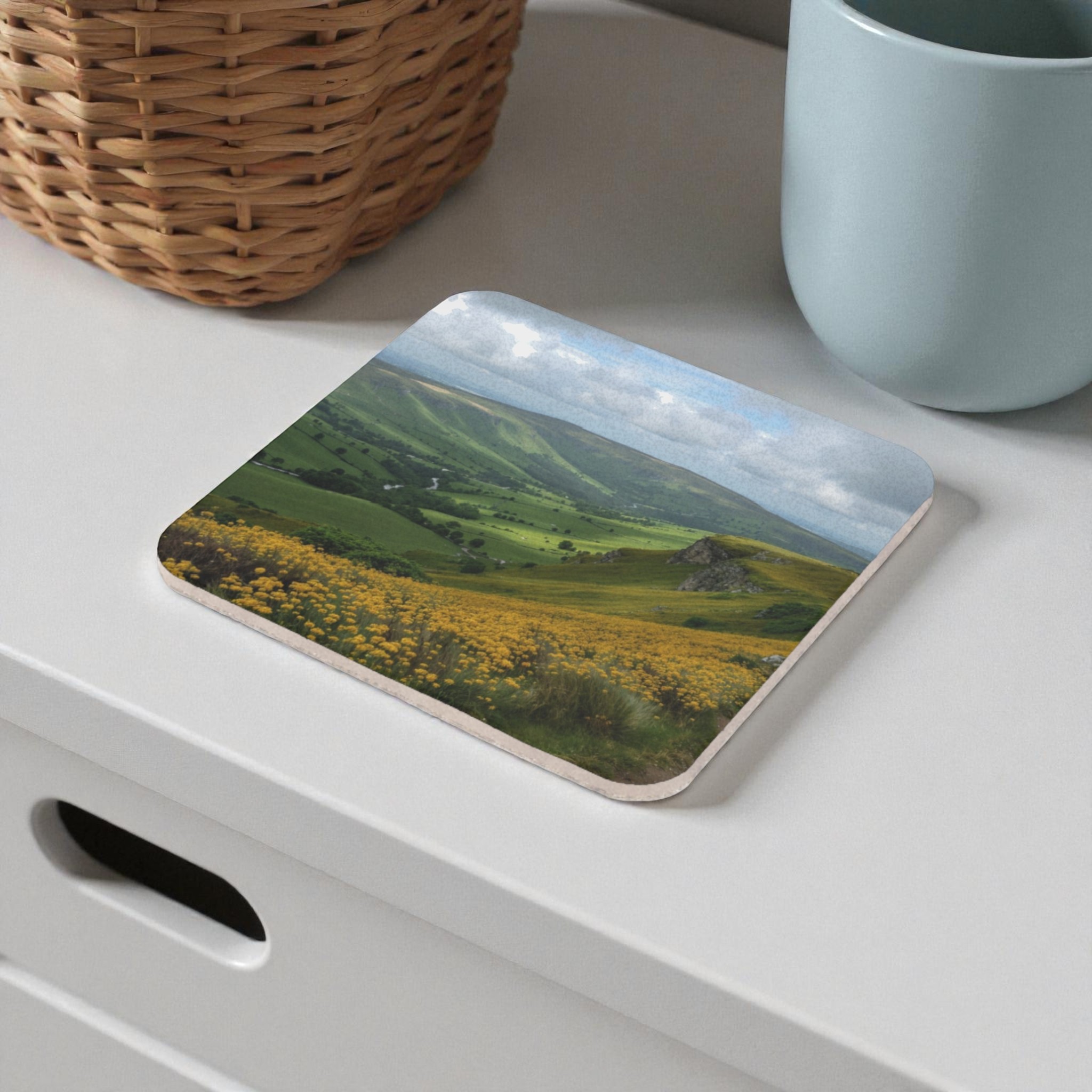 Tranquil Meadow View Cork Back Coaster