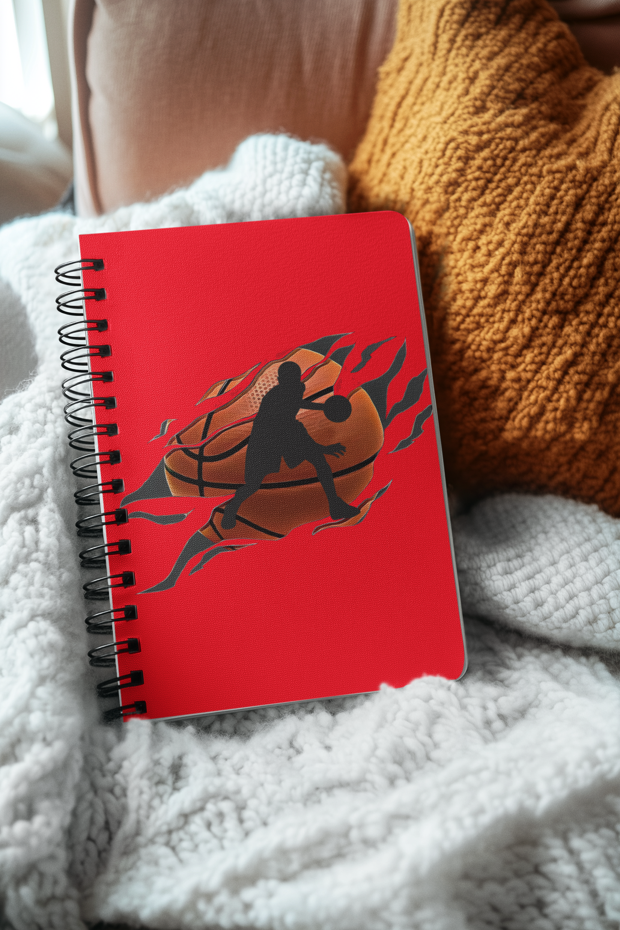 Basketball Silhouette Spiral Notebook | Ruled Line, Red Cover Basketball Silhouette Spiral Notebook | Ruled Line, Red Cover