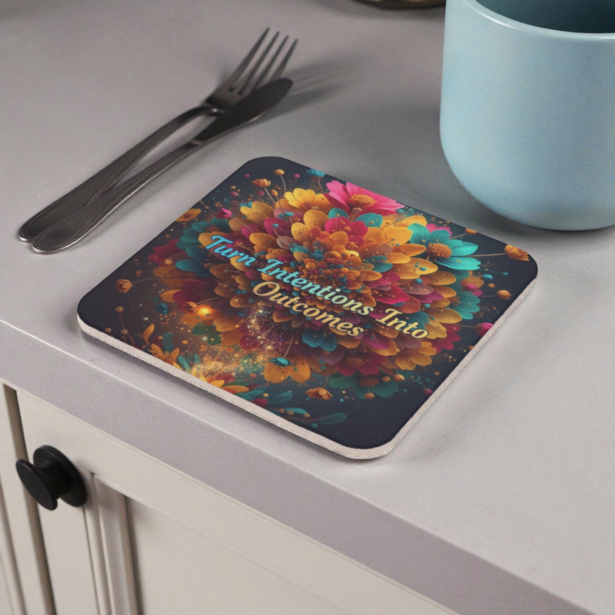 Inspirational Quote Cork Back Coaster