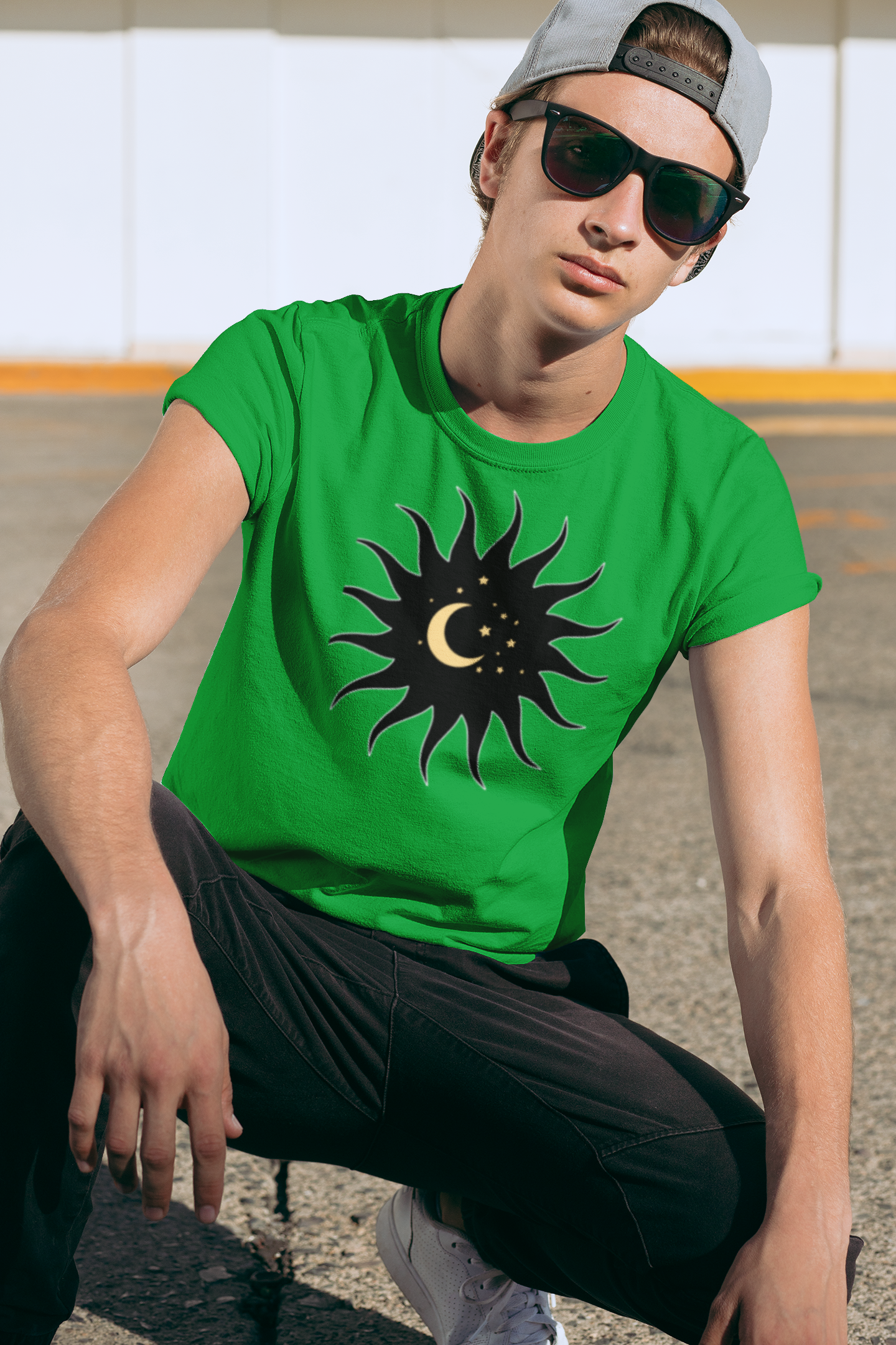 Sun and Moon Graphic T-Shirt, Unisex Softstyle Tee, Nature Lover Shirt, Gift for Astronomers, Celestial Theme Apparel