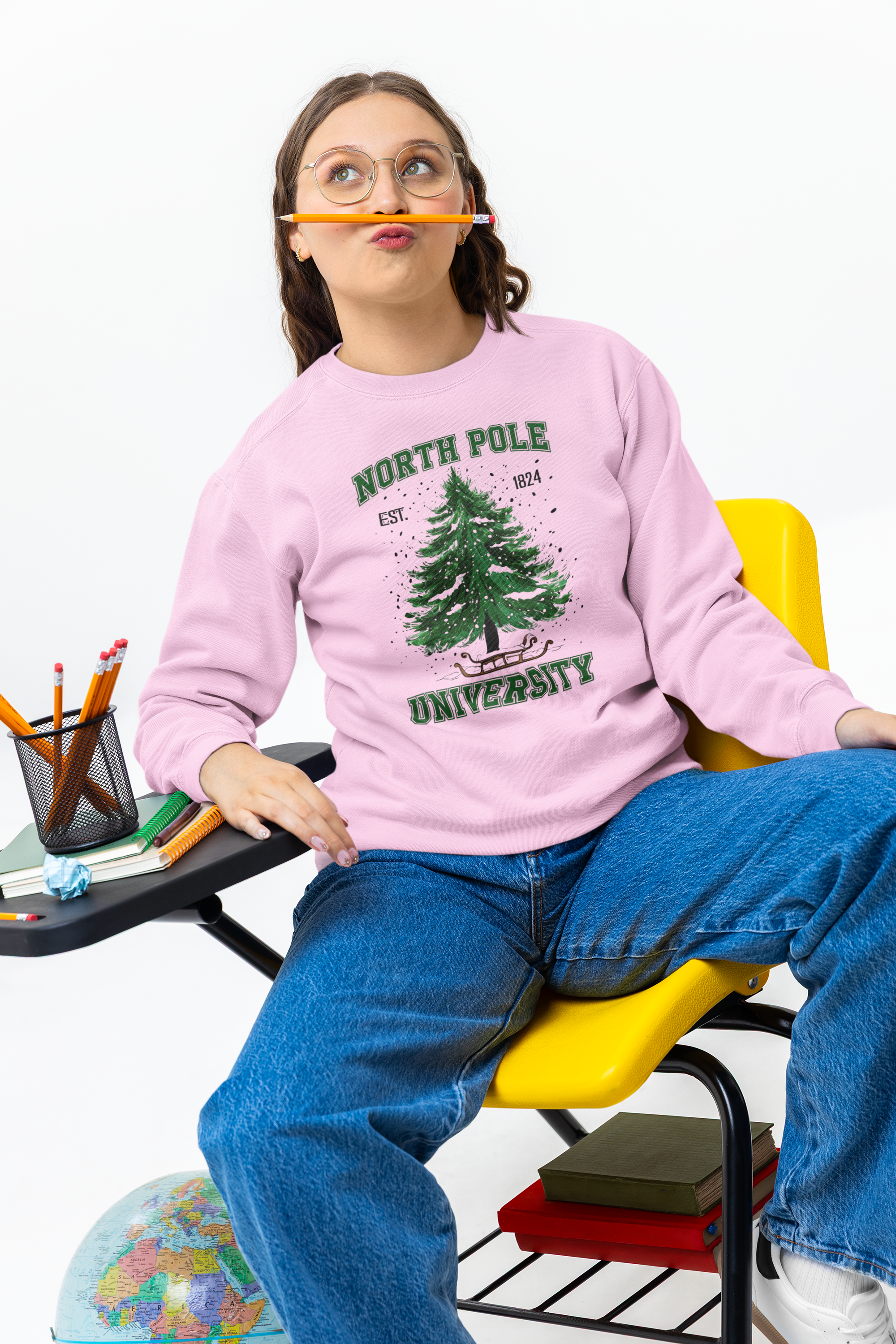 North Pole University Sweatshirt — Vintage Christmas Tree Crewneck North Pole University Sweatshirt — Vintage Christmas Tree Crewneck