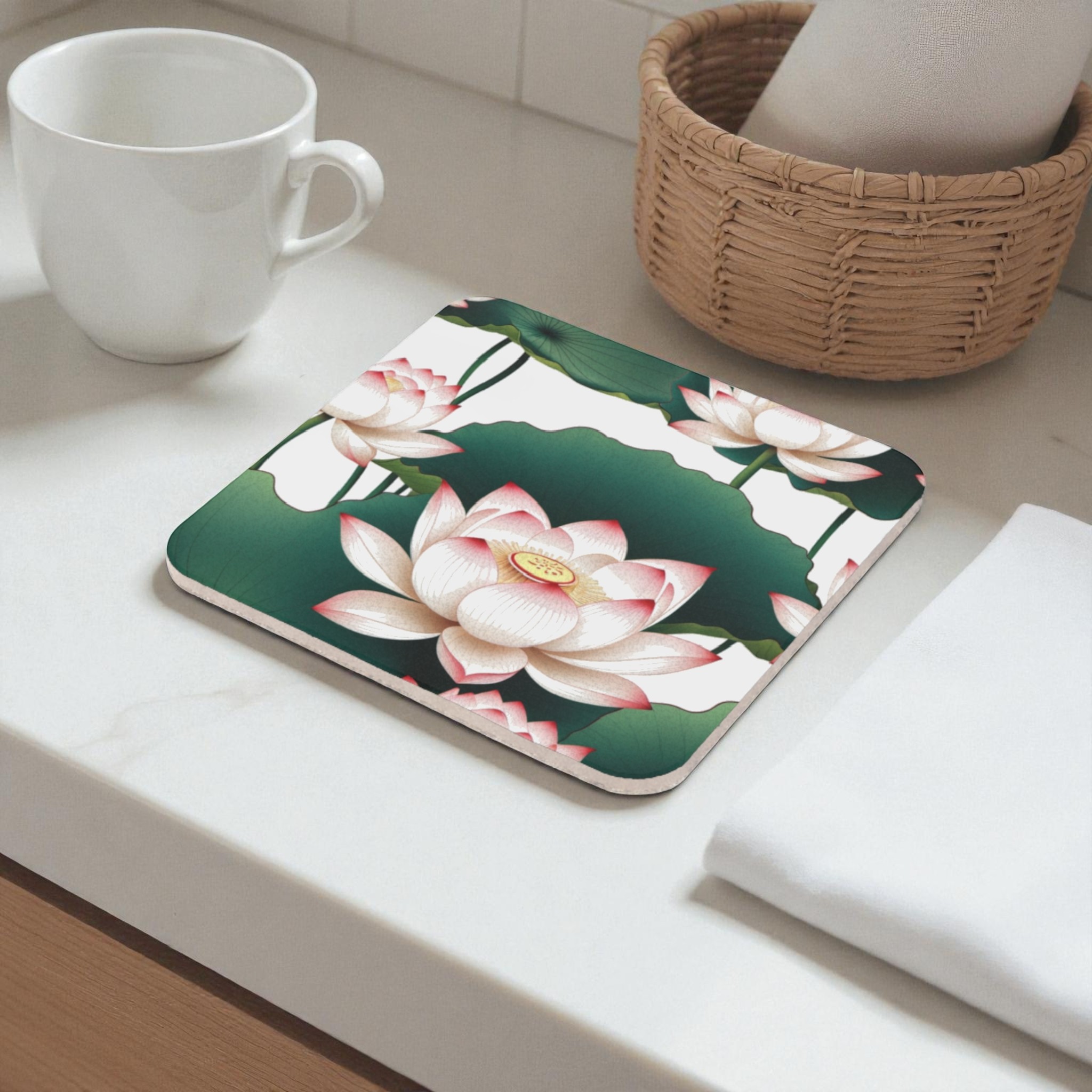 Lotus Dreams Cork Back Coaster