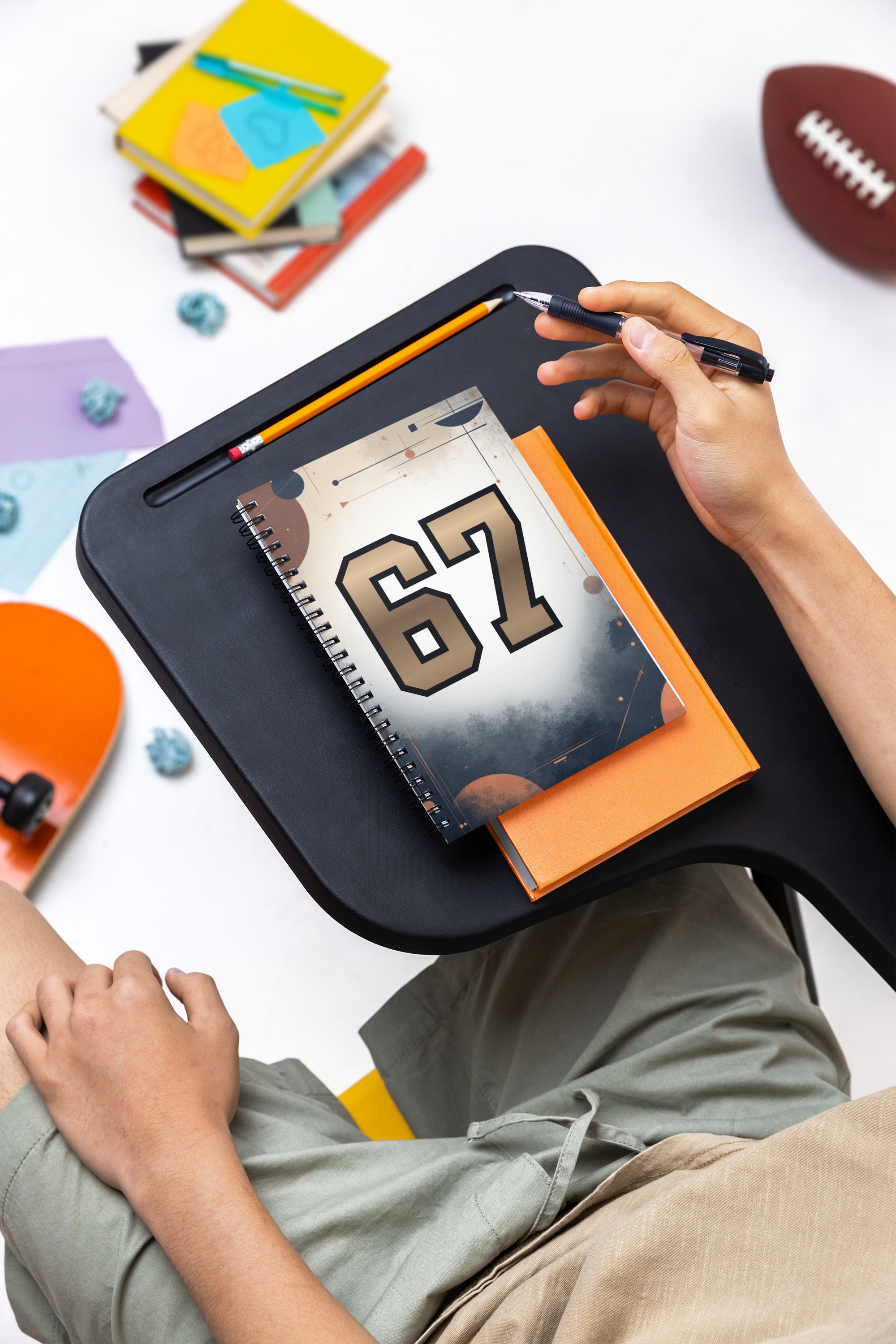 Gold Number 67 Spiral Notebook — Retro Space Graphic Ruled Journal product thumbnail image Gold Number 67 Spiral Notebook — Retro Space Graphic Ruled Journal product thumbnail image