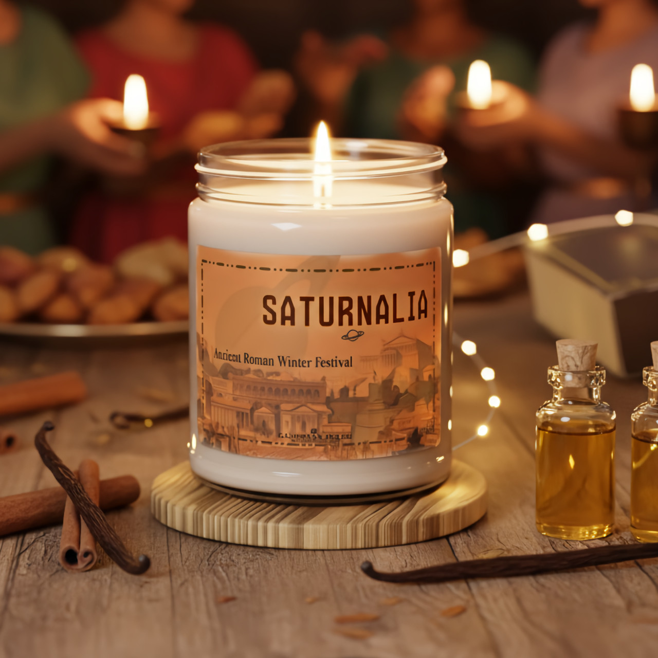 “Saturnalia” Limited Edition Soy Wax Candle – 9oz – Ancient Roman Winter Festival – 50-60 Hour Burn – Reusable Glass Jar product thumbnail image “Saturnalia” Limited Edition Soy Wax Candle – 9oz – Ancient Roman Winter Festival – 50-60 Hour Burn – Reusable Glass Jar product thumbnail image