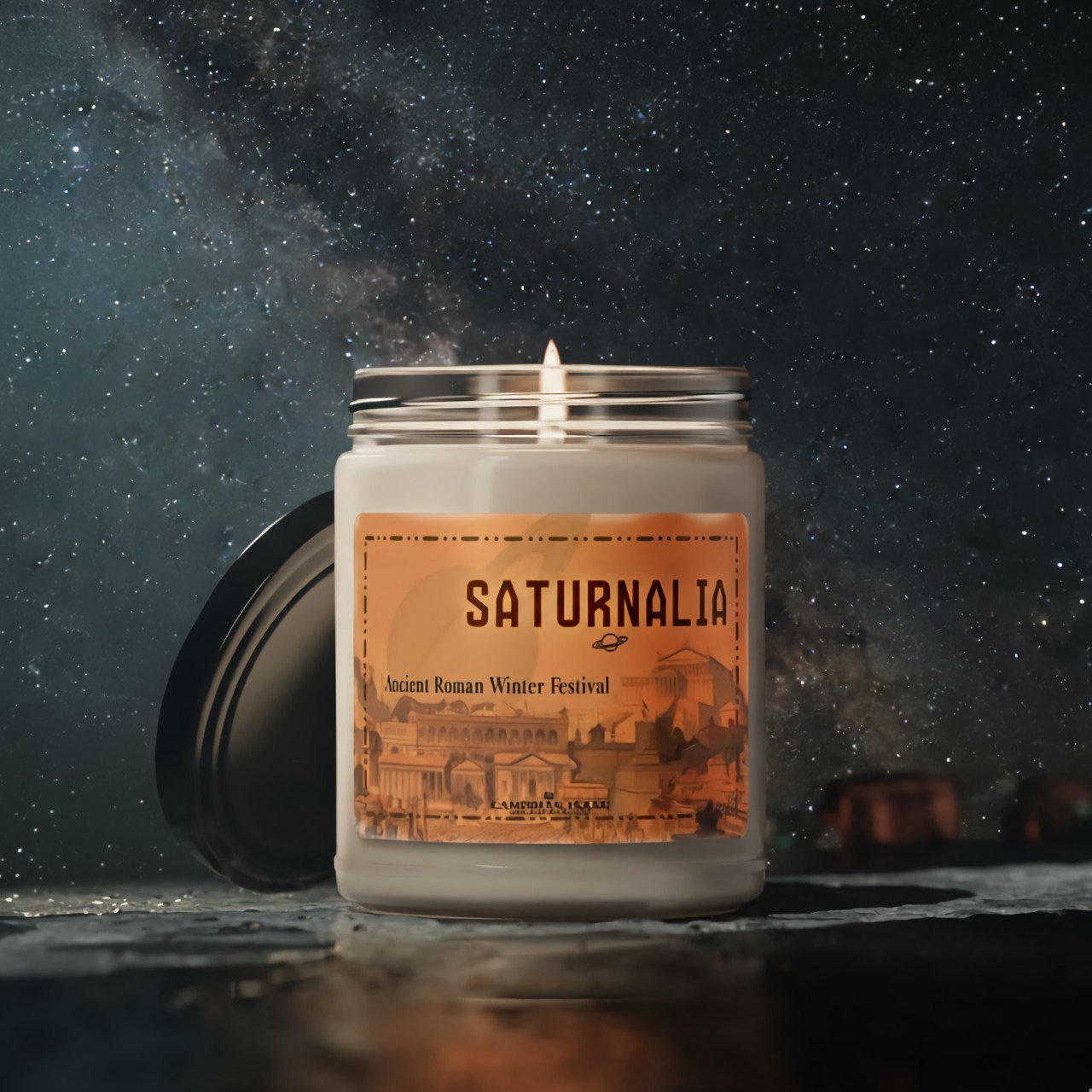 “Saturnalia” Limited Edition Soy Wax Candle – 9oz – Ancient Roman Winter Festival – 50-60 Hour Burn – Reusable Glass Jar product thumbnail image “Saturnalia” Limited Edition Soy Wax Candle – 9oz – Ancient Roman Winter Festival – 50-60 Hour Burn – Reusable Glass Jar product thumbnail image