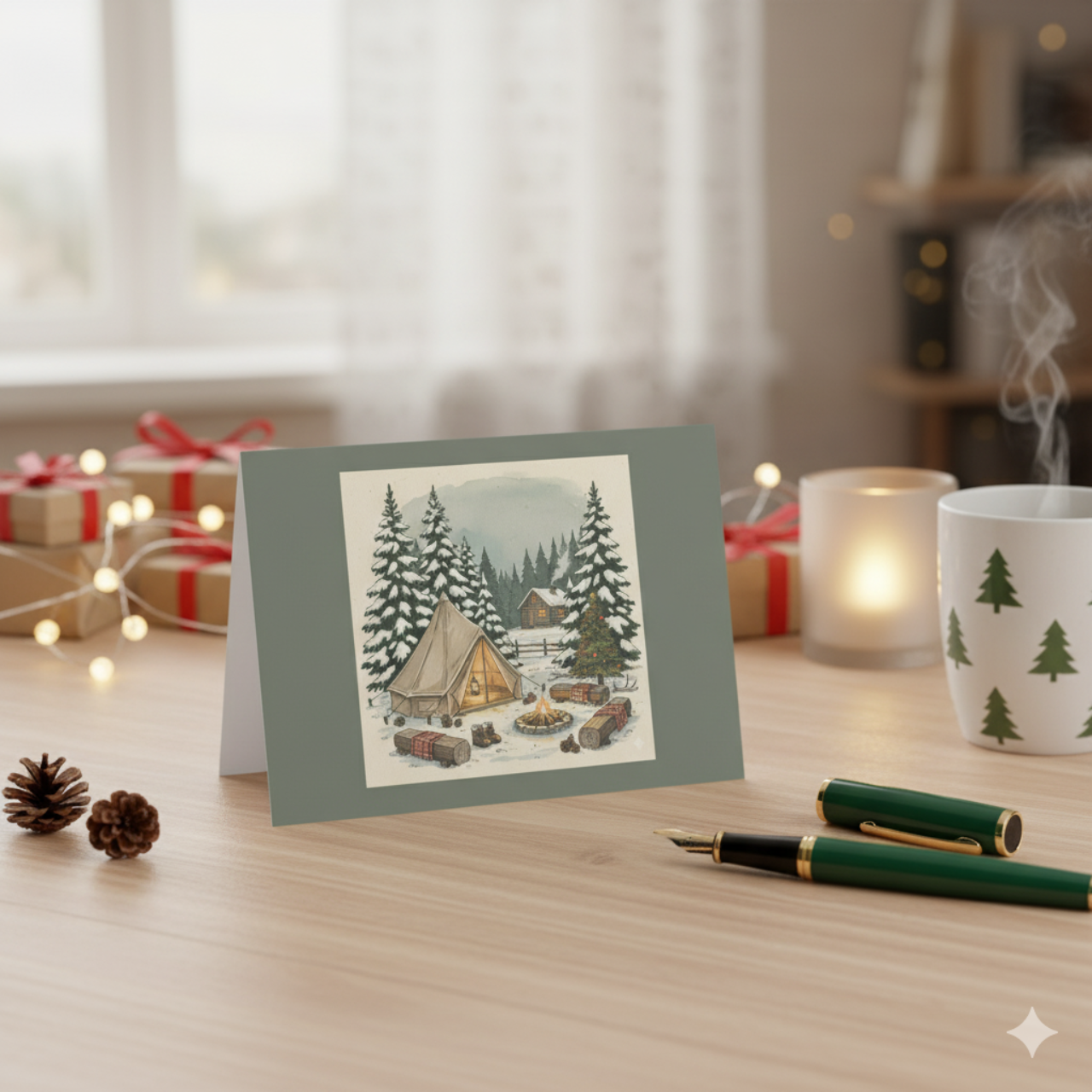 Winter Cabin Greeting Card — Rustic Snowy Pine Holiday Cards (Single or Packs) product thumbnail image Winter Cabin Greeting Card — Rustic Snowy Pine Holiday Cards (Single or Packs) product thumbnail image