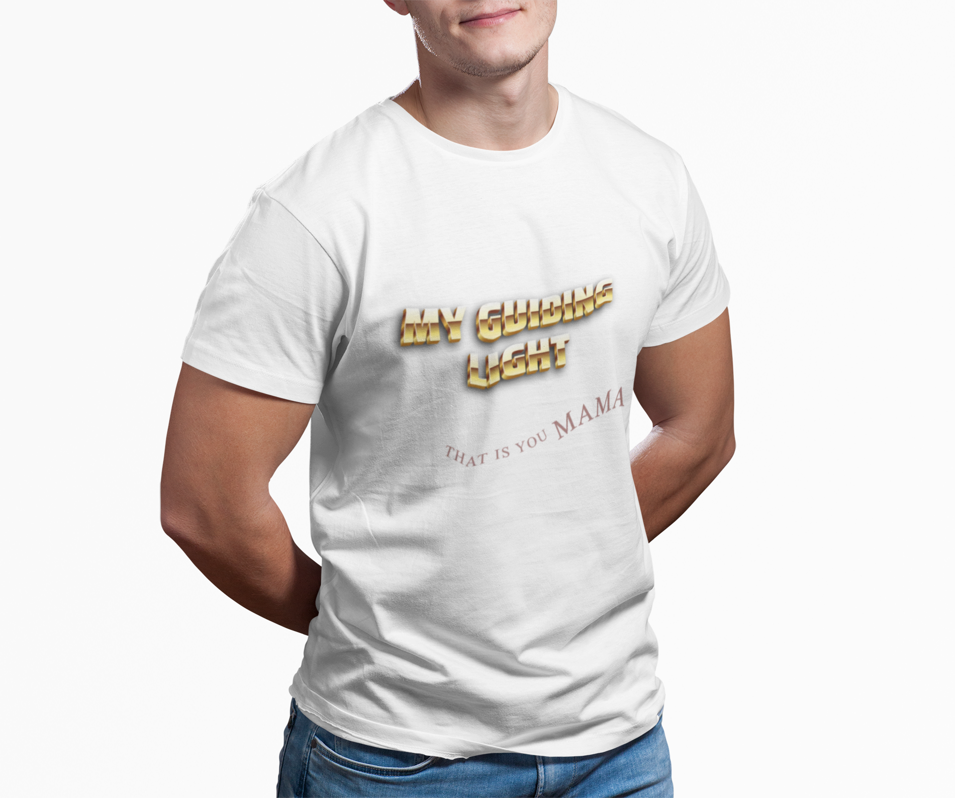 “My Sunshine Mama” White T‑Shirt — Retro Gold Text Mom Tee product thumbnail image