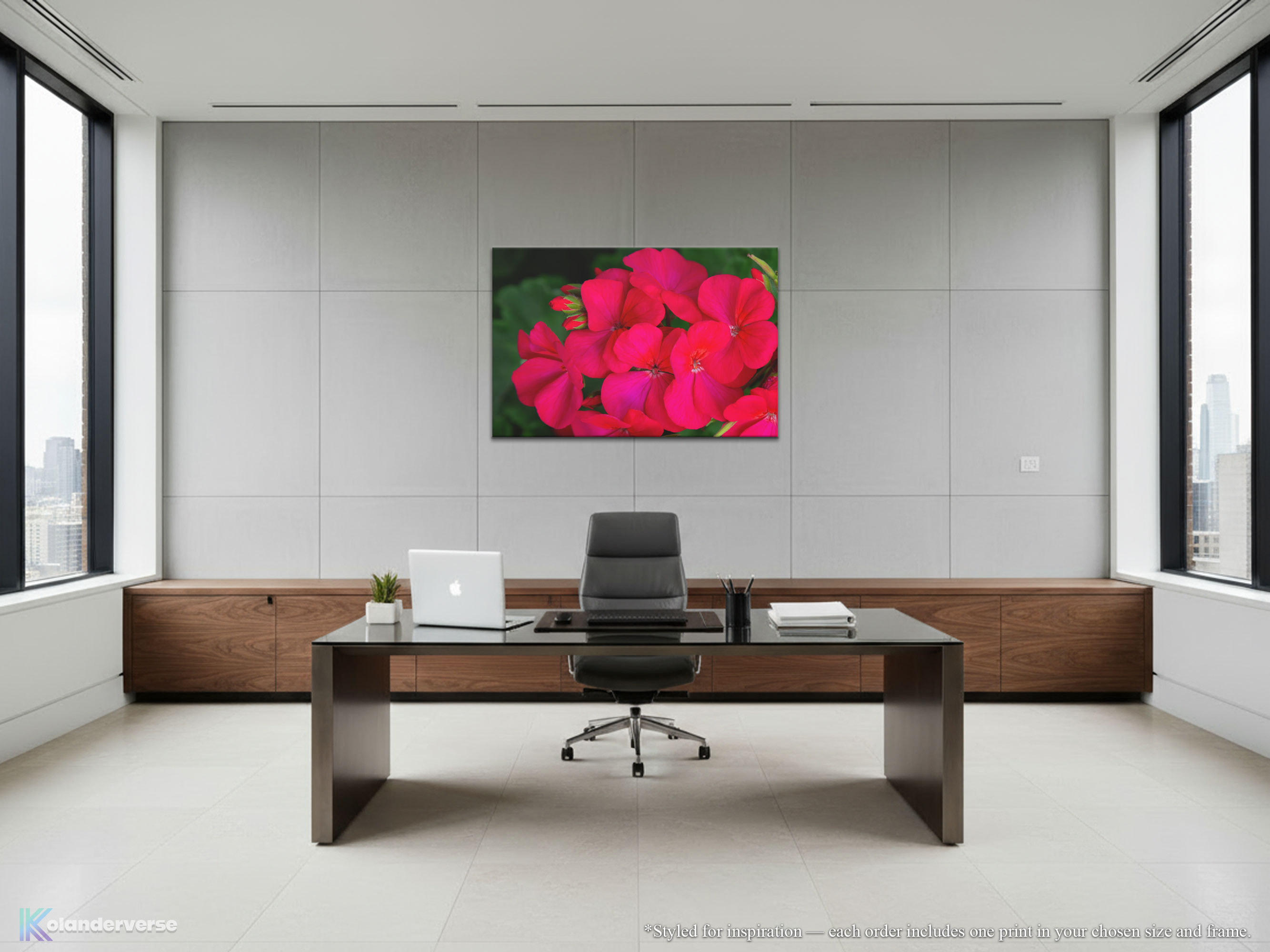 Bright Pink Geranium Flowers - Canvas Print - Close Up Floral Art #77 product thumbnail image